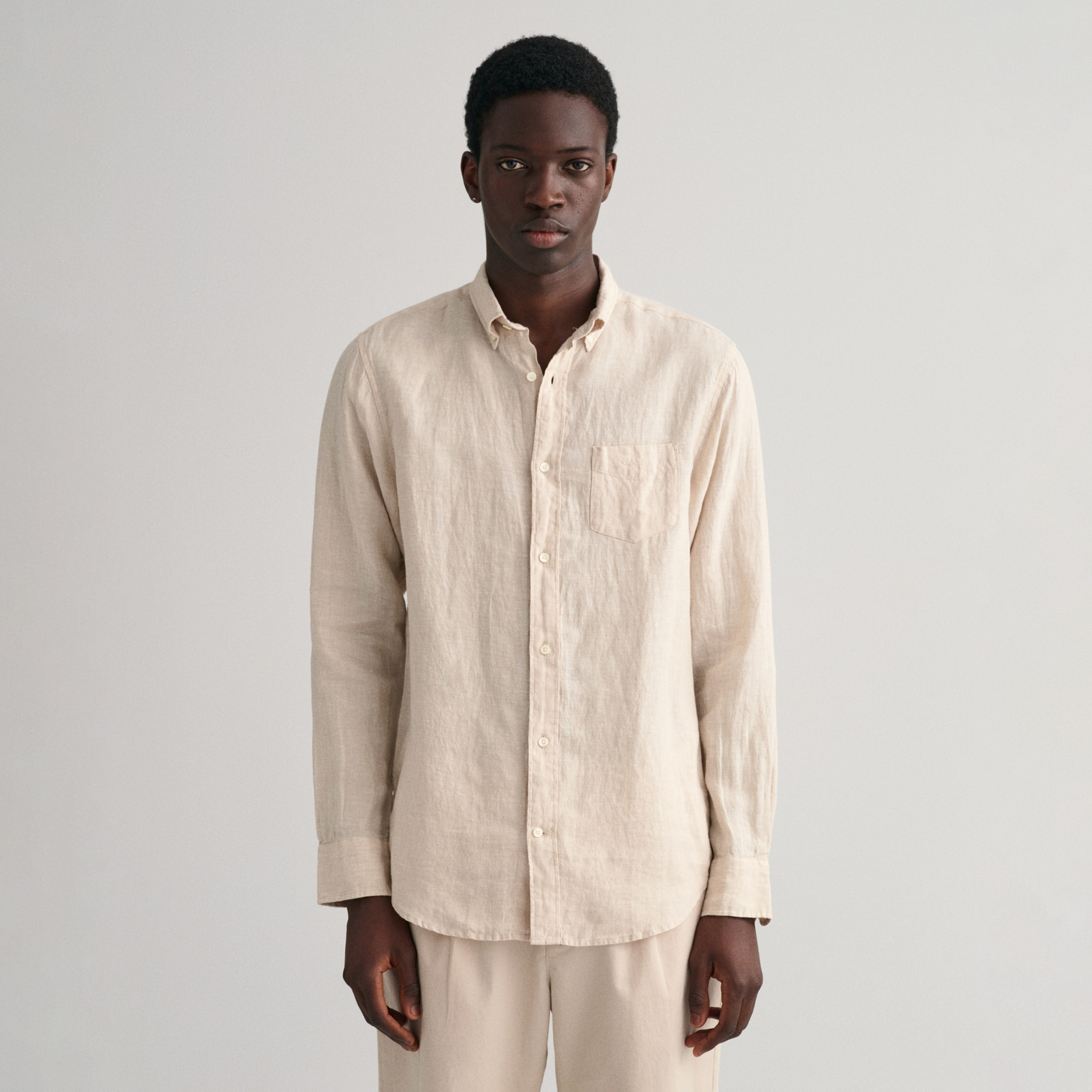 GANT Erkek Bej Regular Fit Keten Gömlek