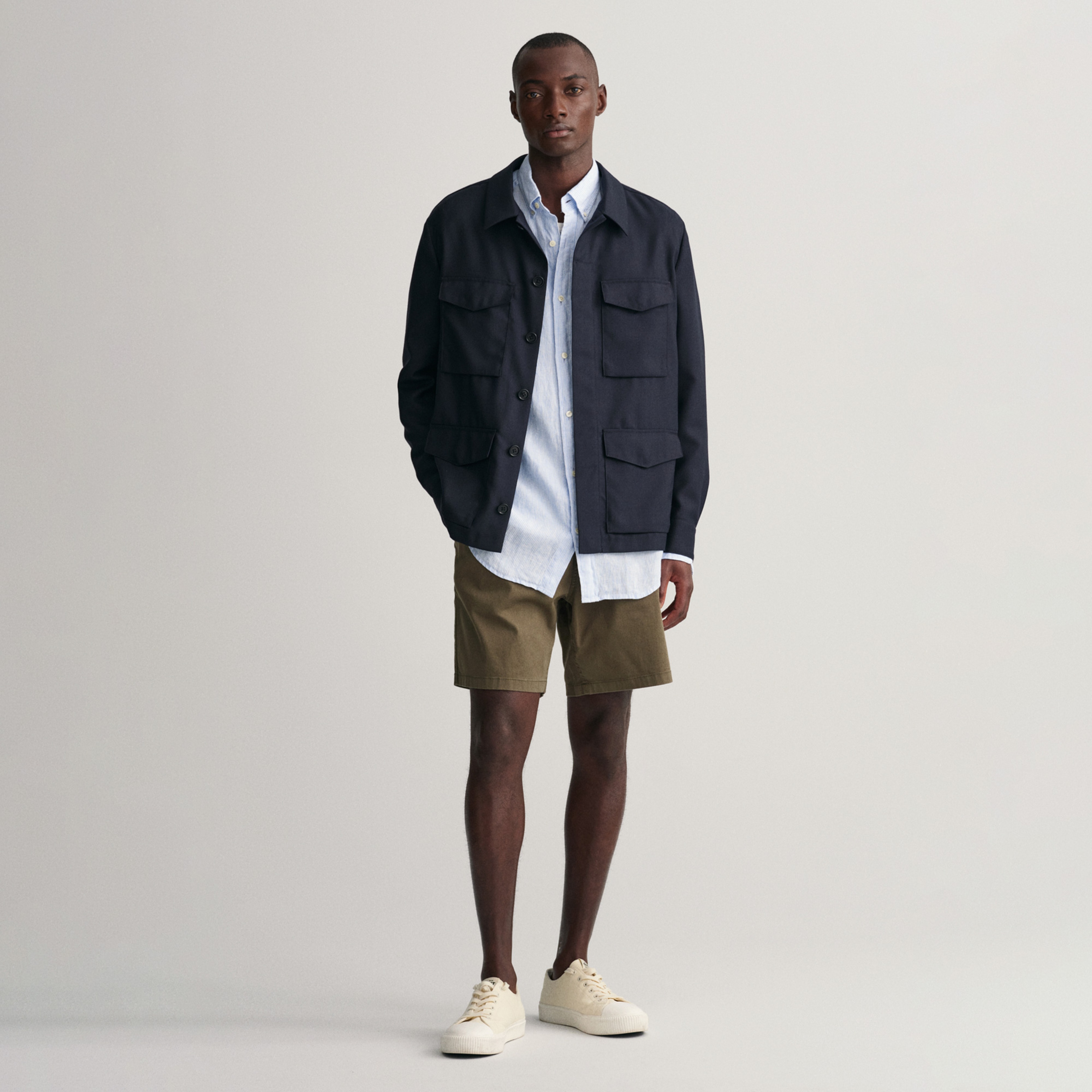 GANT Erkek Mavi Regular Fit Çizgili Keten Gömlek