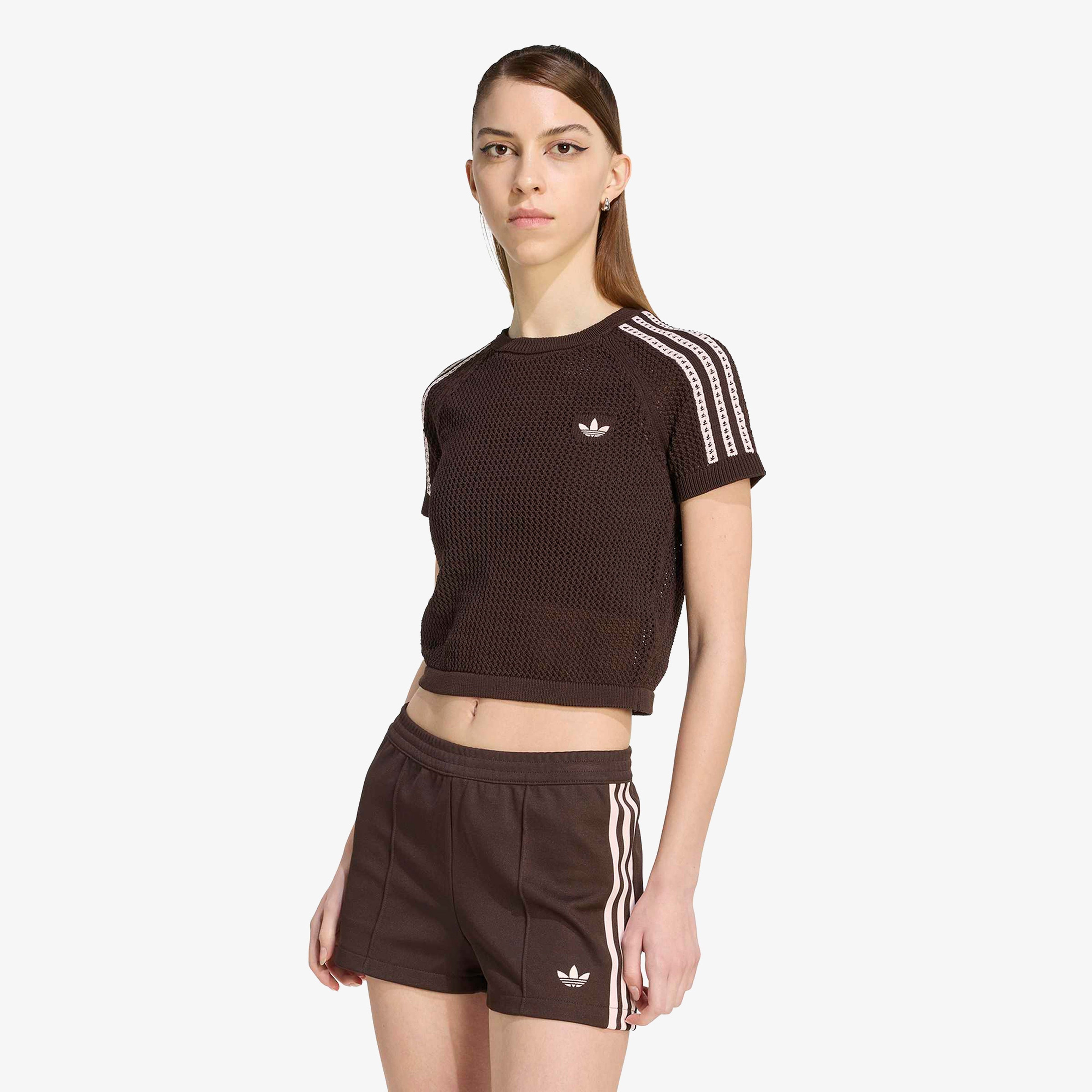 adidas Crochet Tee Kadın Kahverengi T-Shirt