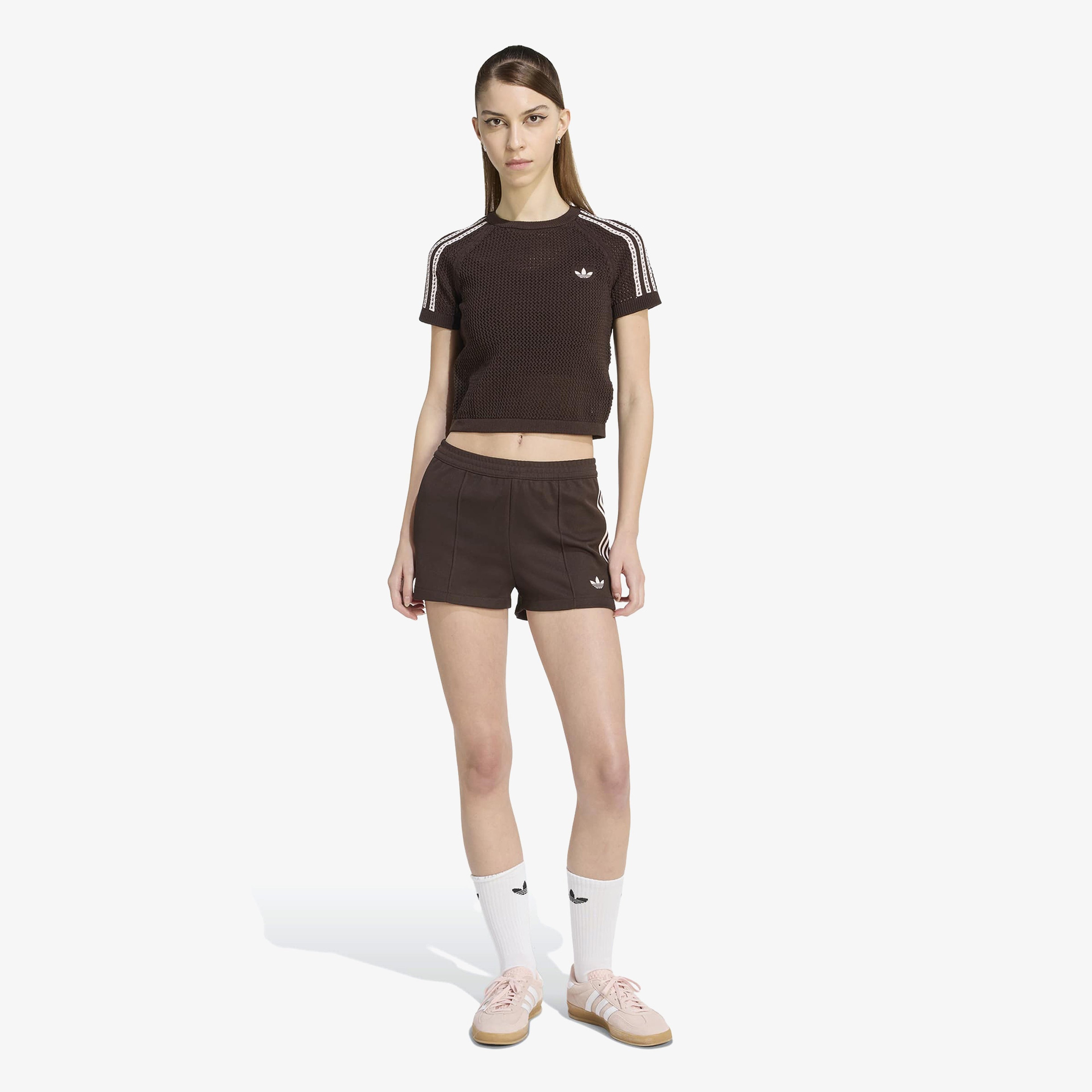 adidas Crochet Tee Kadın Kahverengi T-Shirt