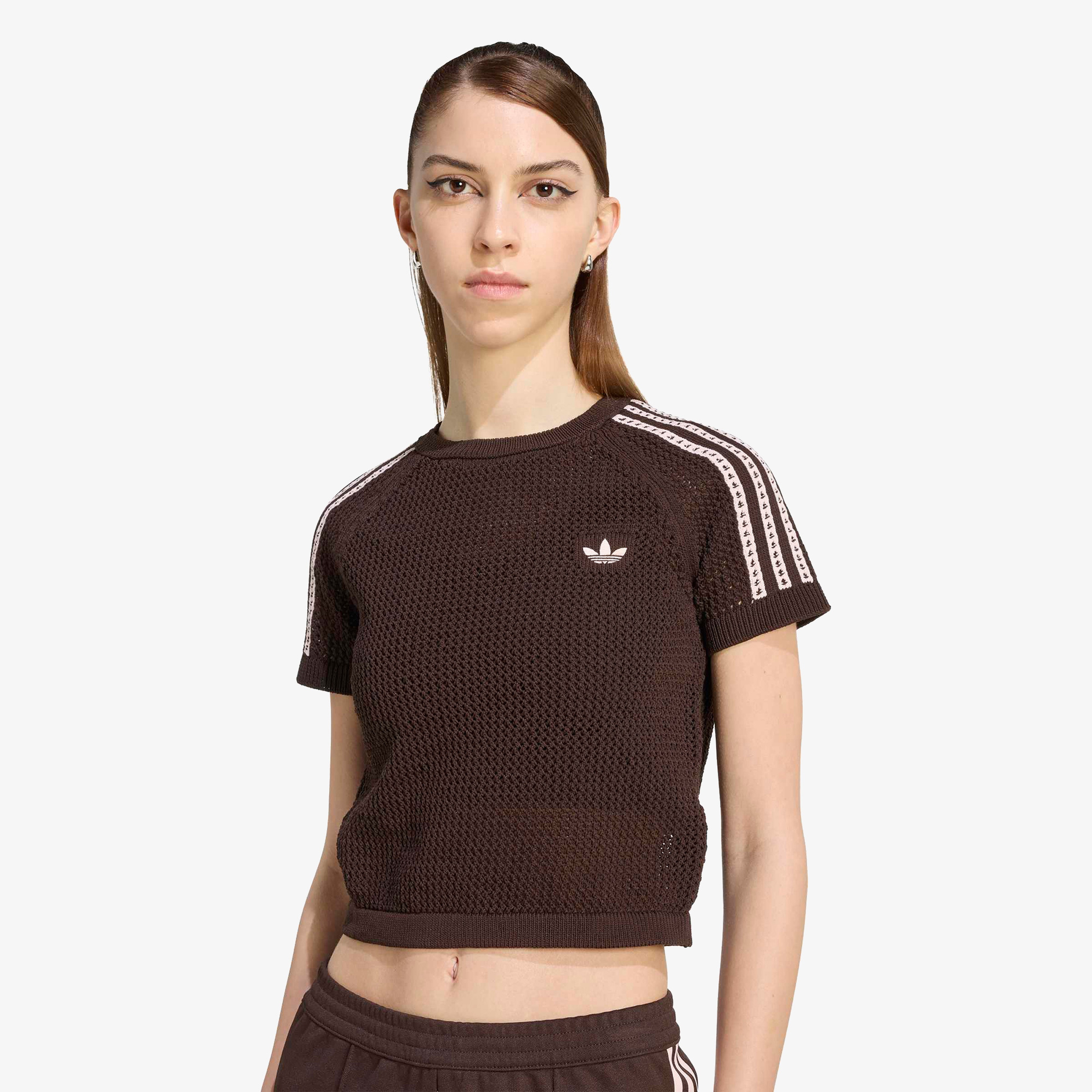 adidas Crochet Tee Kadın Kahverengi T-Shirt
