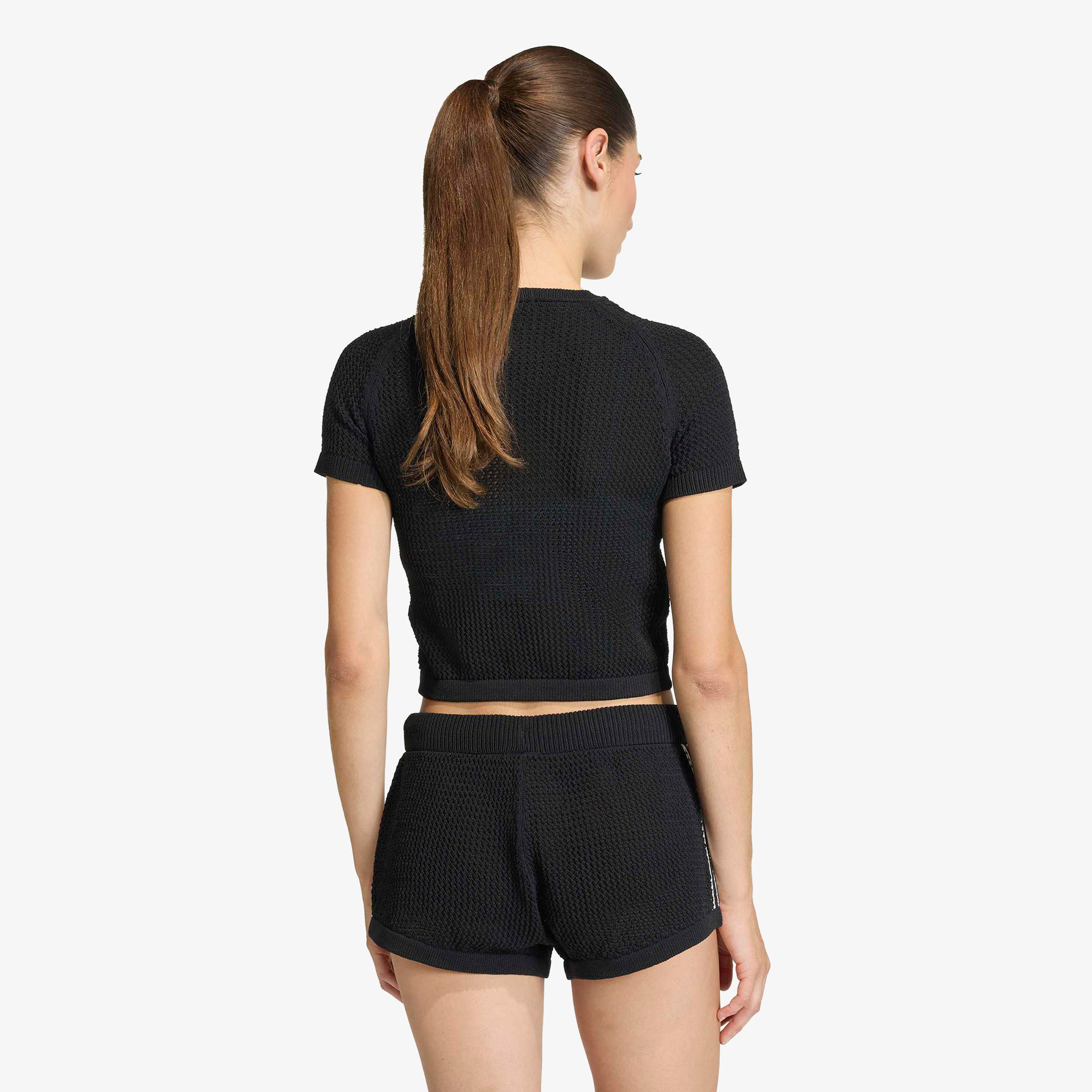 adidas Crochet Tee Kadın Siyah T-Shirt