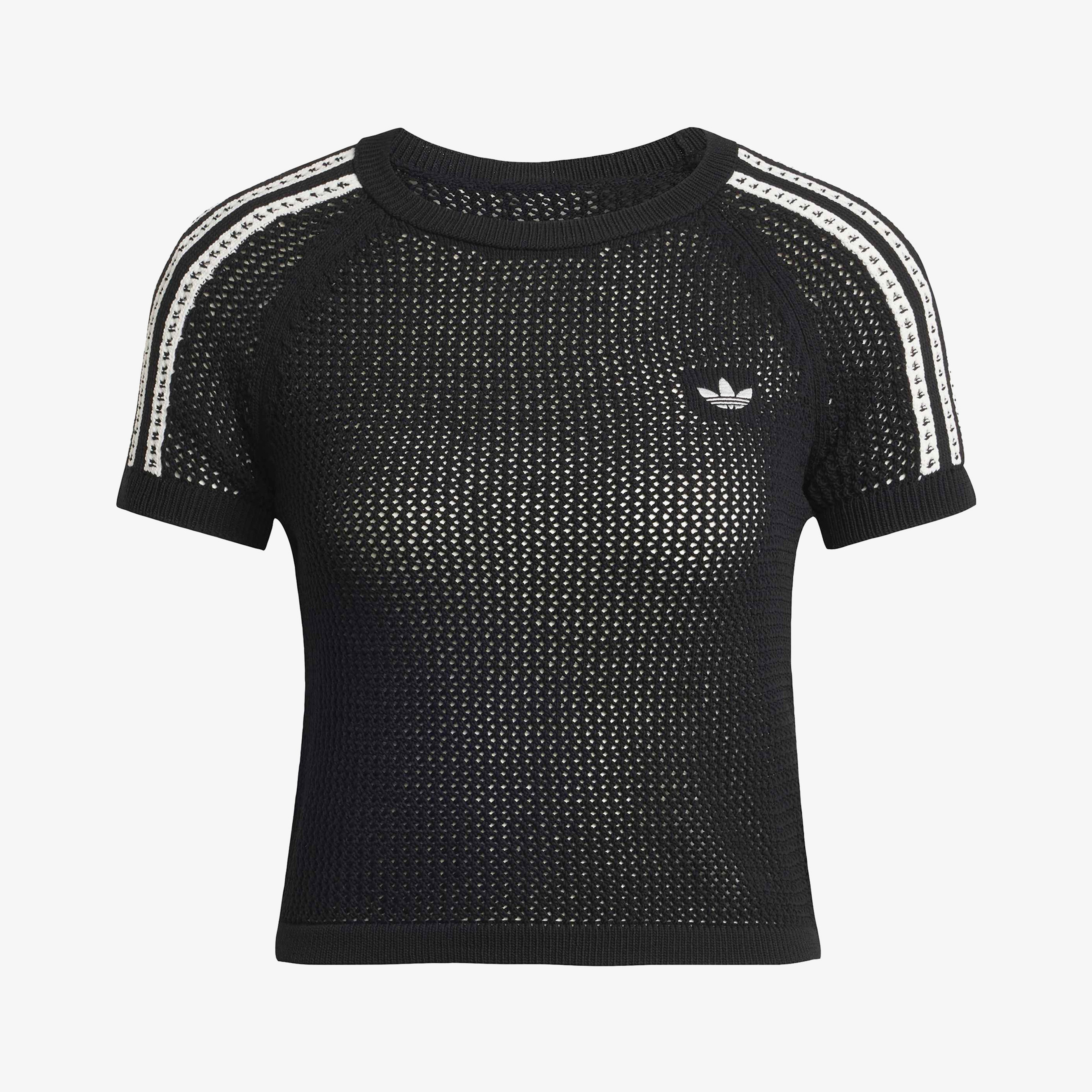 adidas Crochet Tee Kadın Siyah T-Shirt