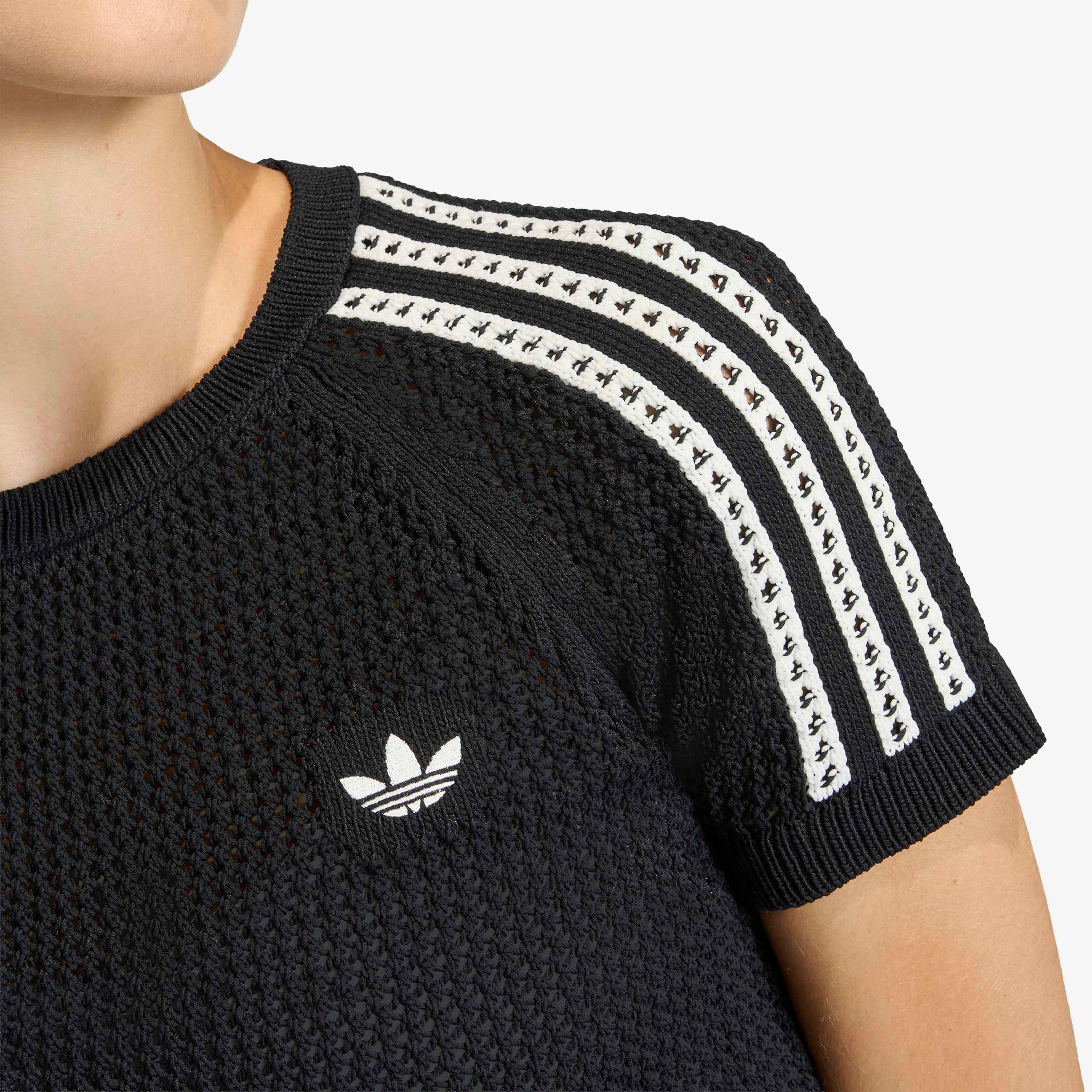 adidas Crochet Tee Kadın Siyah T-Shirt
