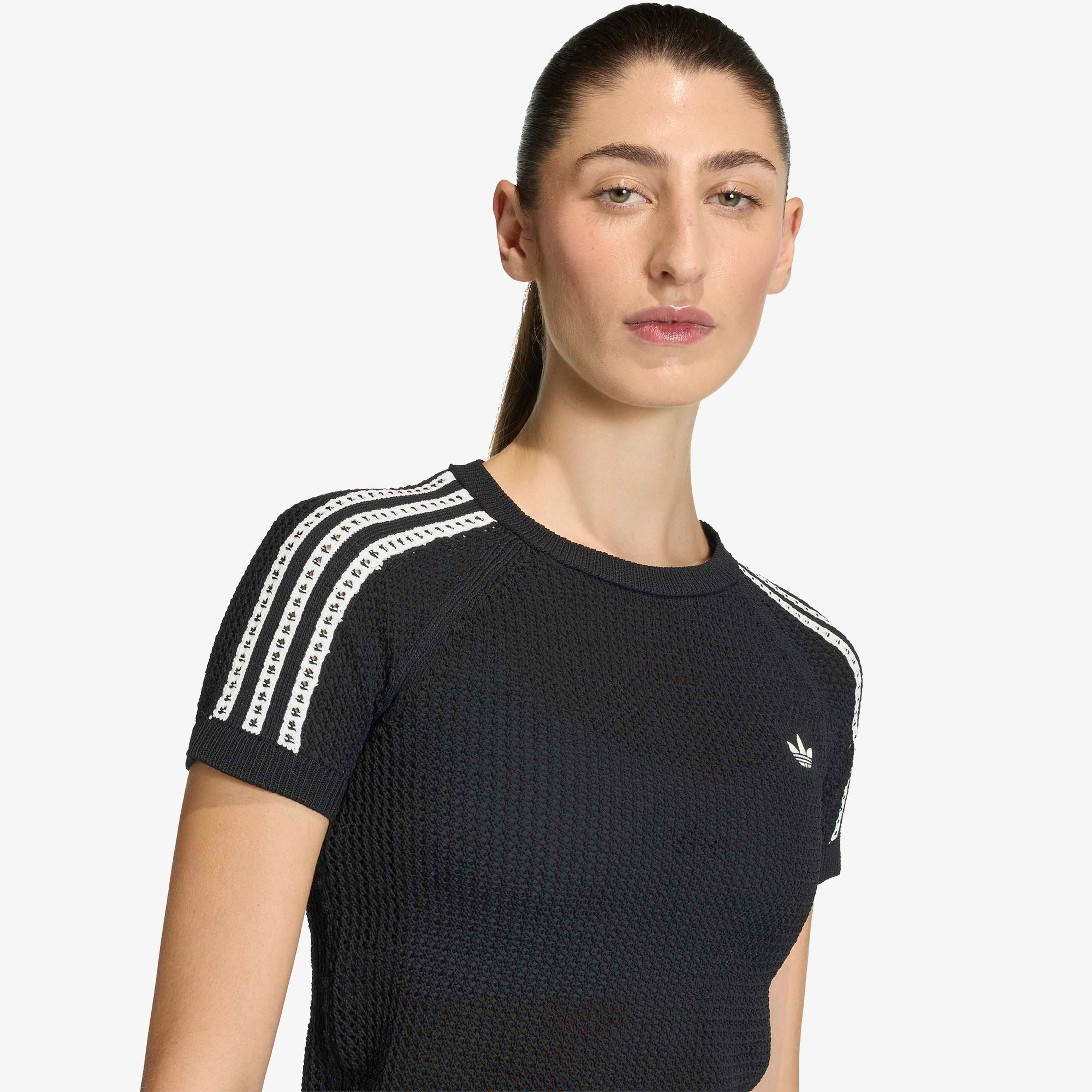 adidas Crochet Tee Kadın Siyah T-Shirt