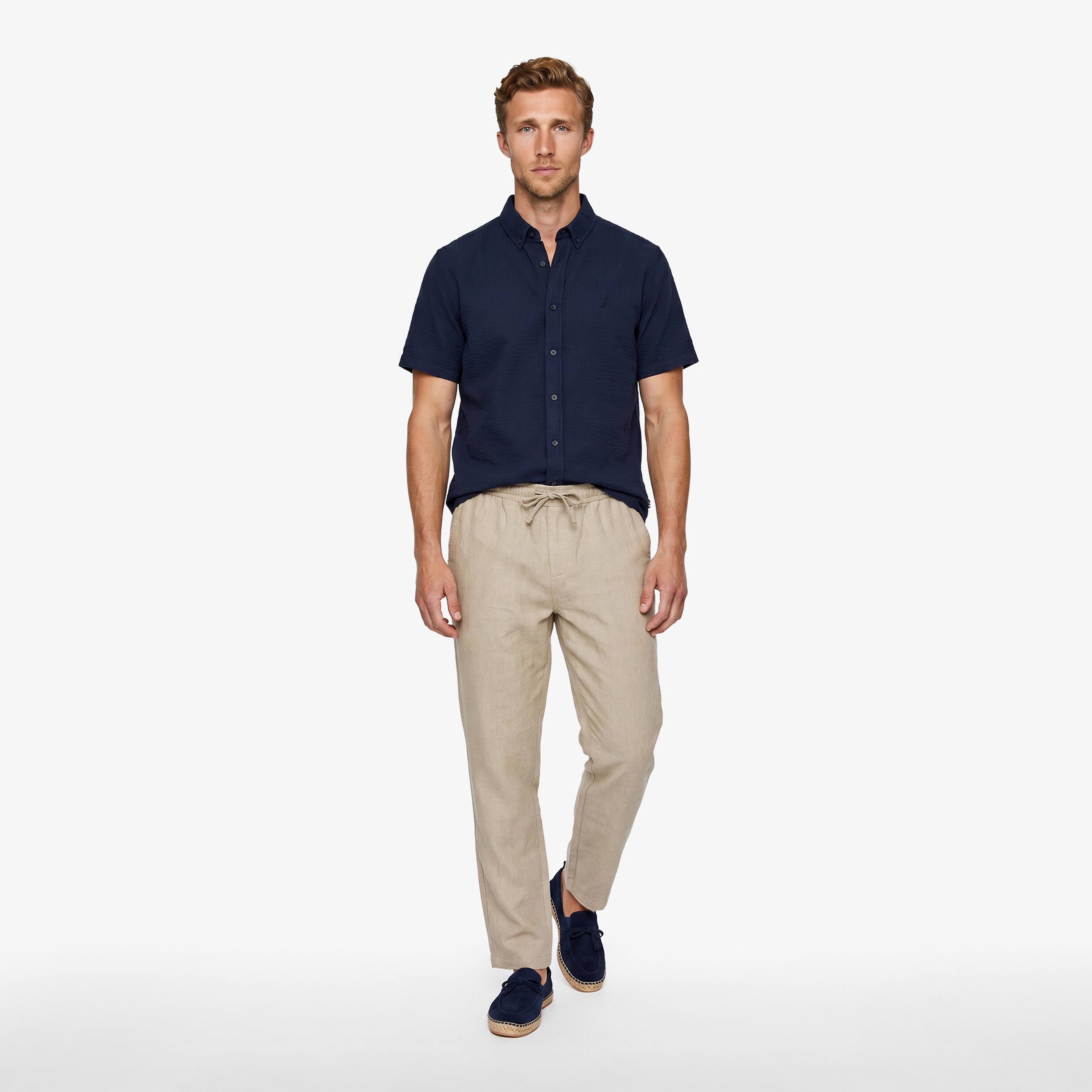 Nautica Erkek Lacivert Regular Fit Kısa Kollu Gömlek