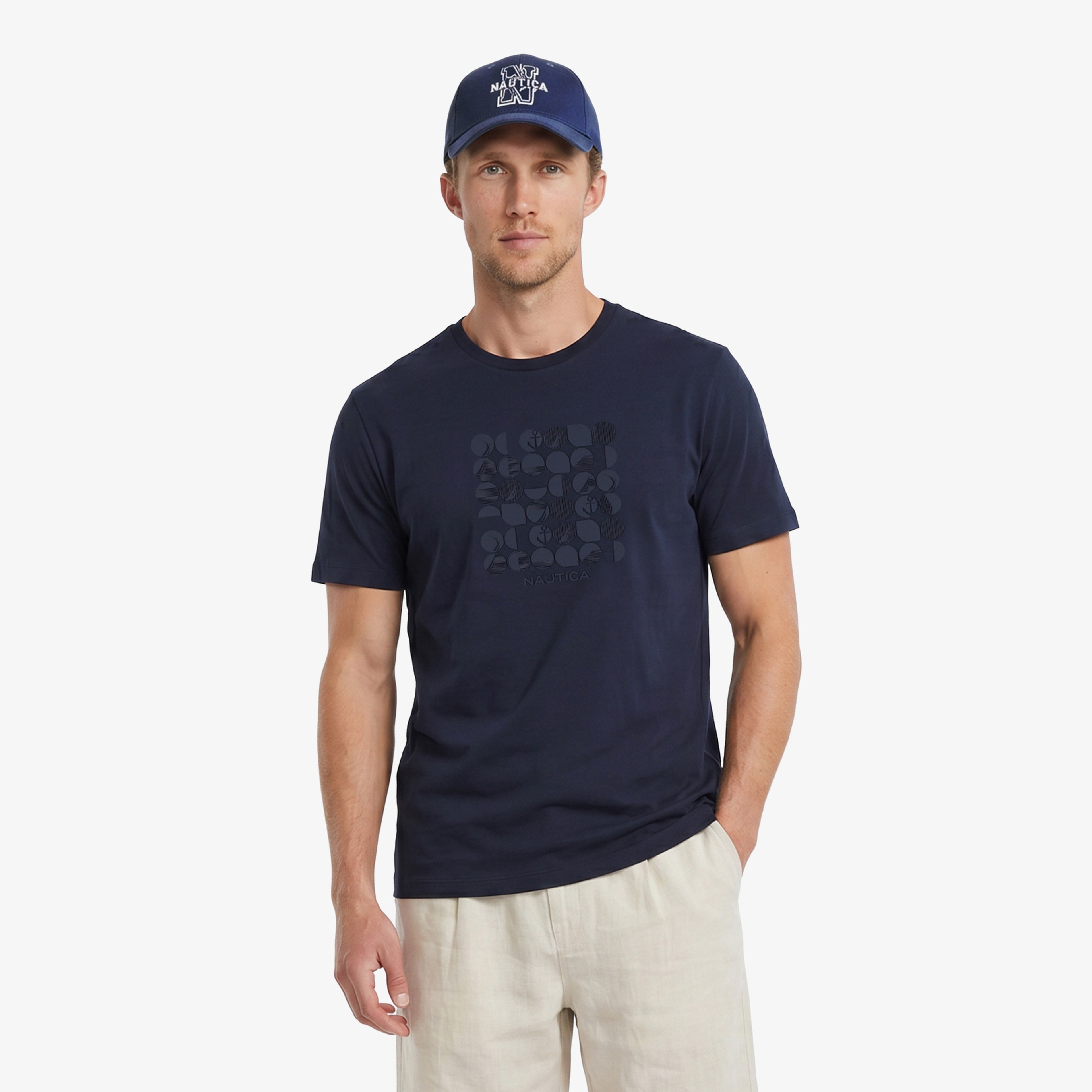 Nautica Erkek Lacivert Regular Fit Baskılı T-Shirt