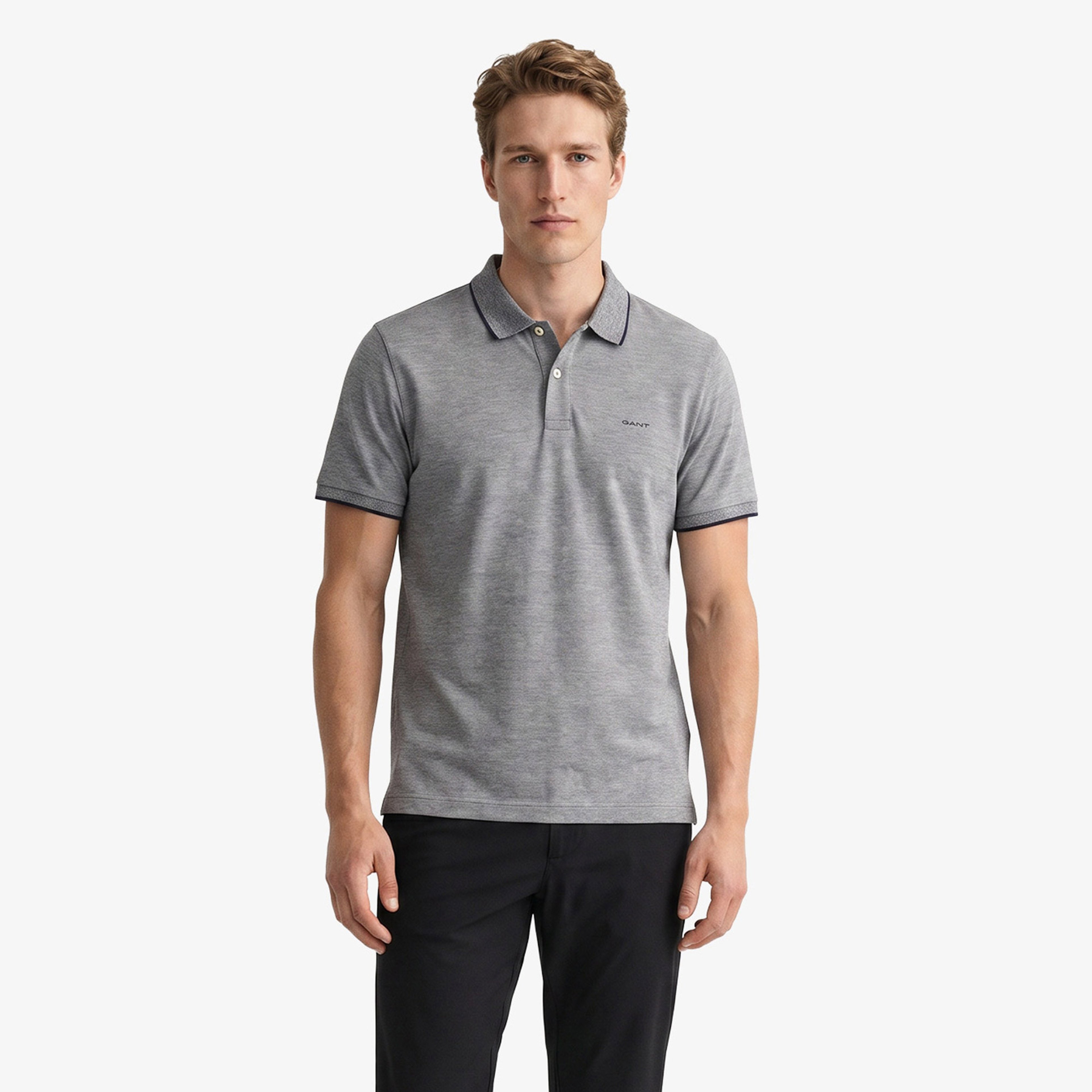 GANT Erkek Siyah Regular Fit Polo Yaka T-Shirt