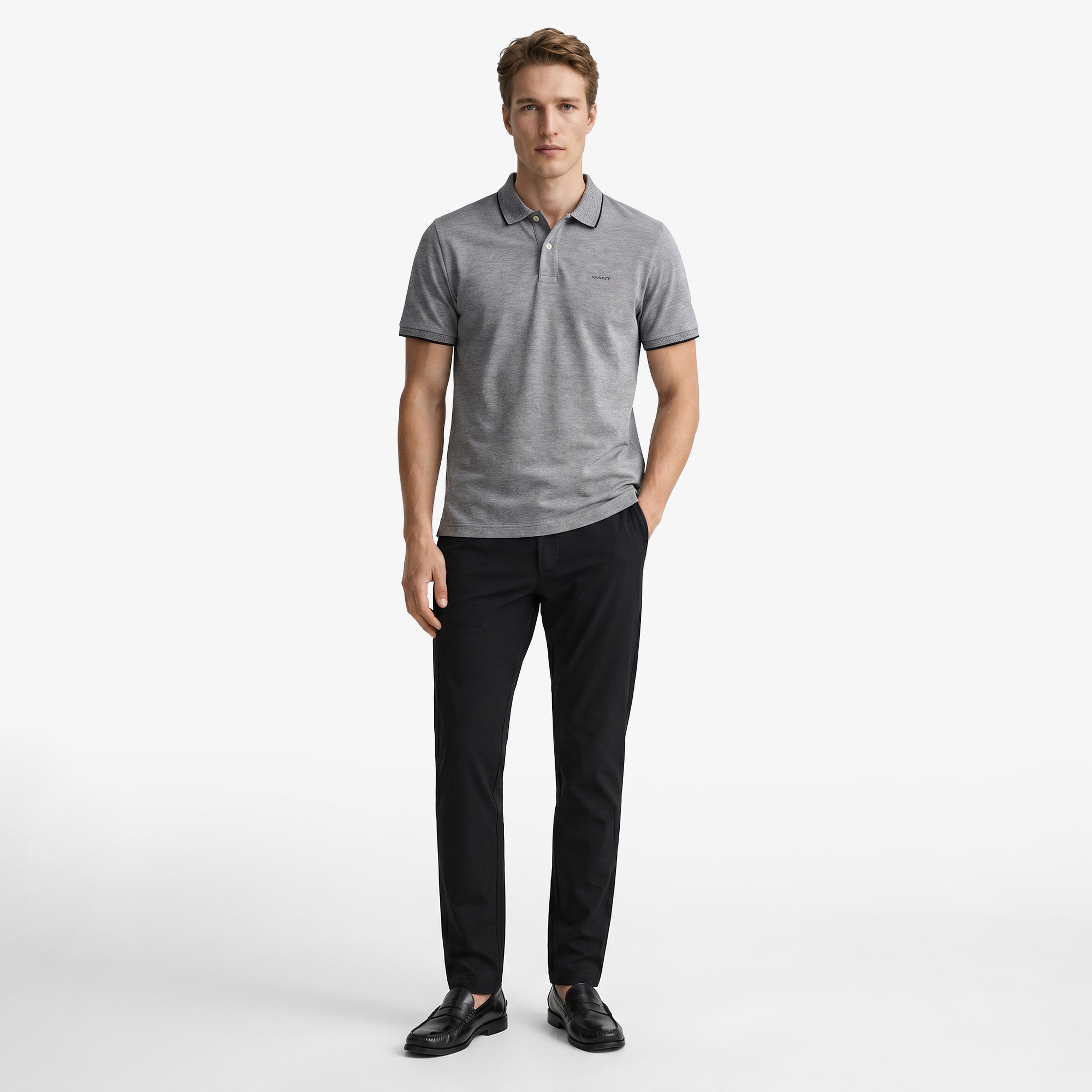 GANT Erkek Siyah Regular Fit Polo Yaka T-Shirt