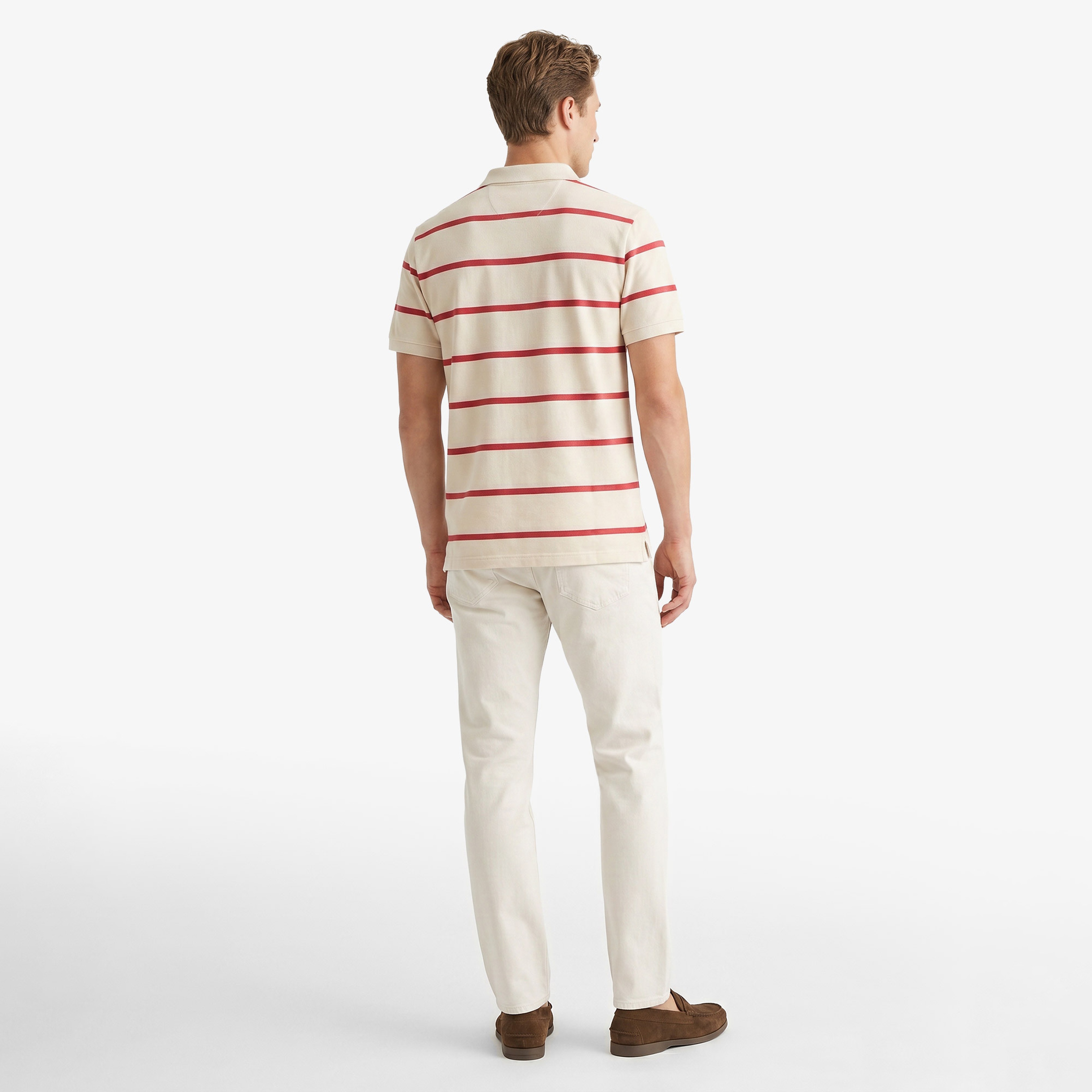GANT Erkek Krem Regular Fit Çizgili Logolu Polo Yaka T-Shirt