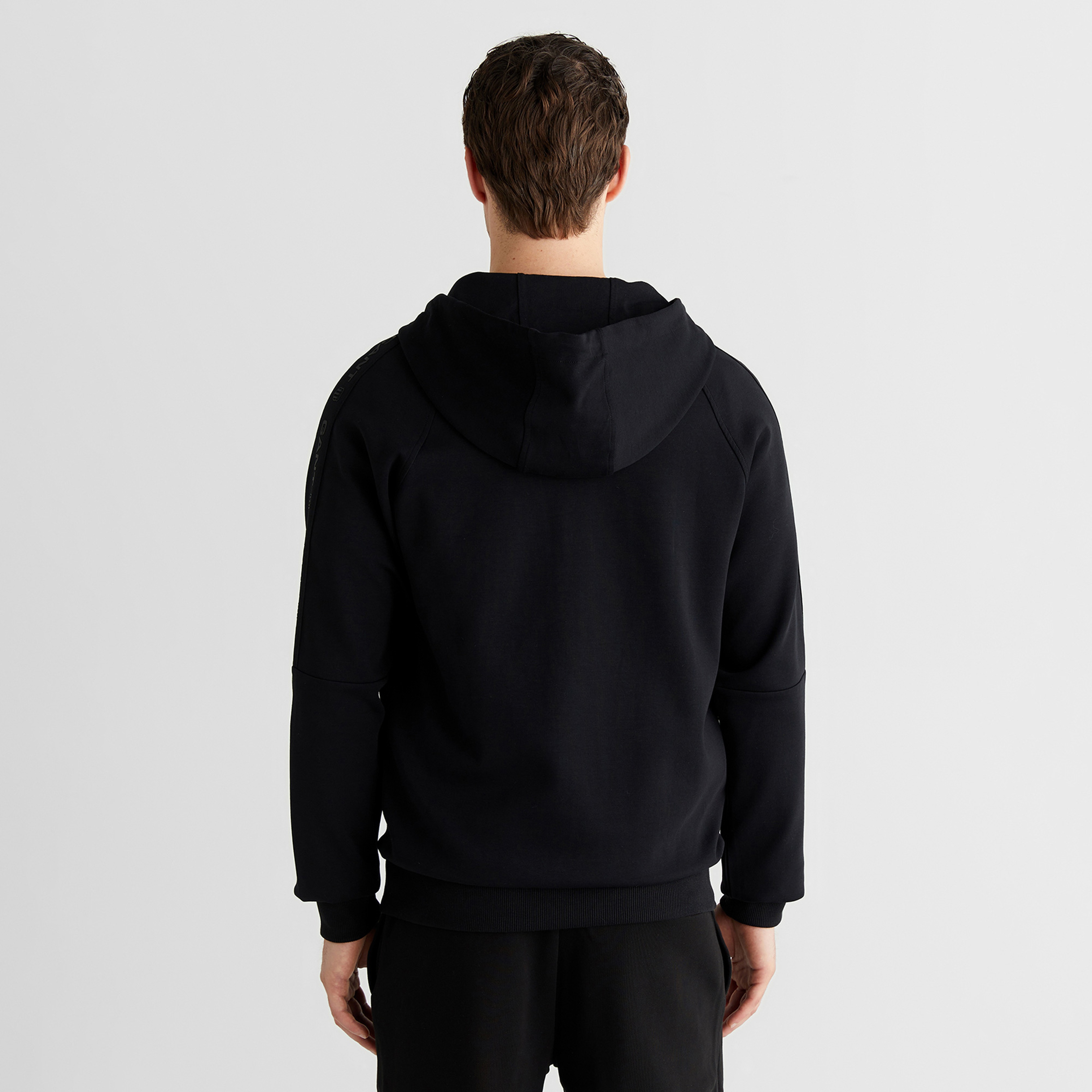 GANT Erkek Siyah Fermuarlı Kapüşonlu Sweatshirt