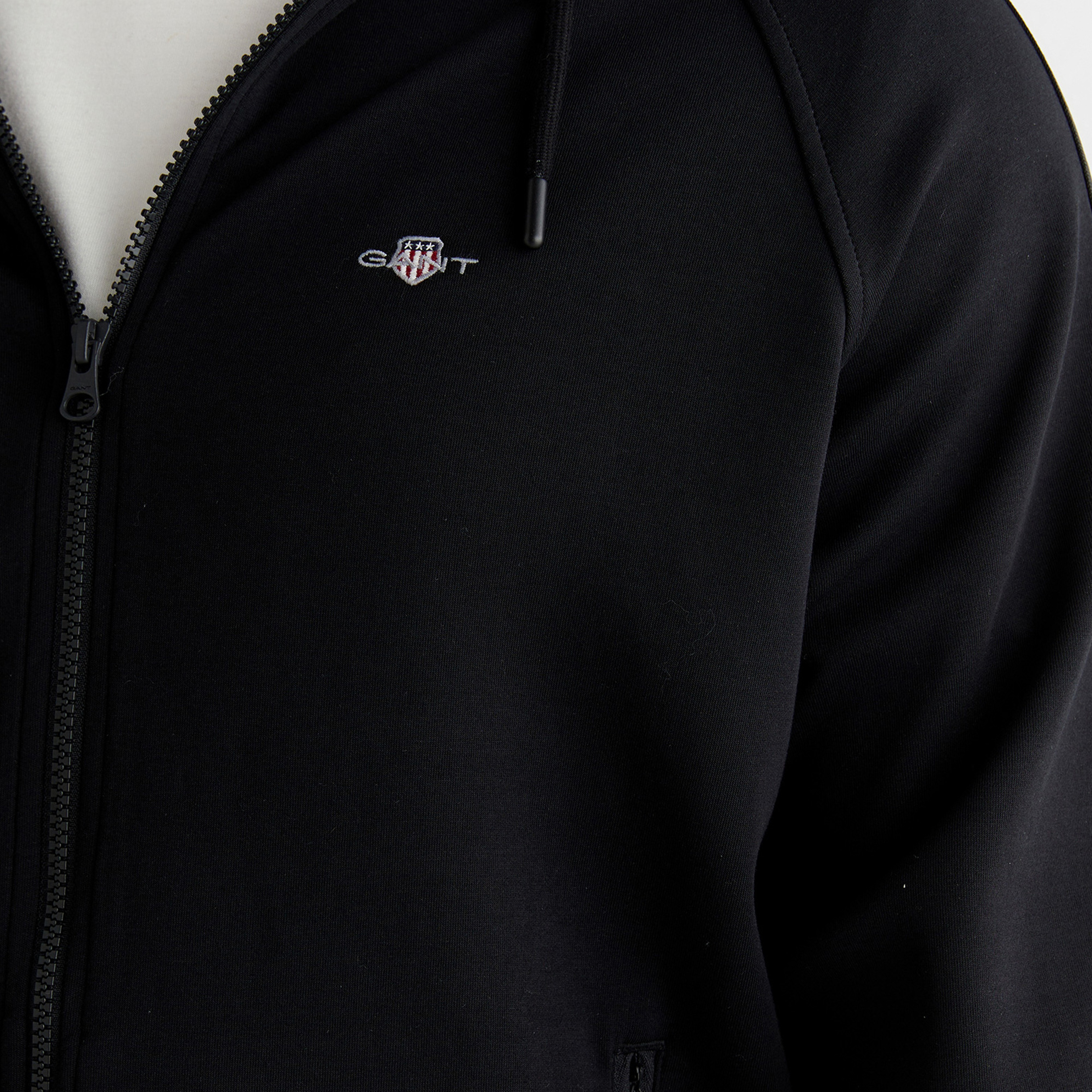 GANT Erkek Siyah Fermuarlı Kapüşonlu Sweatshirt