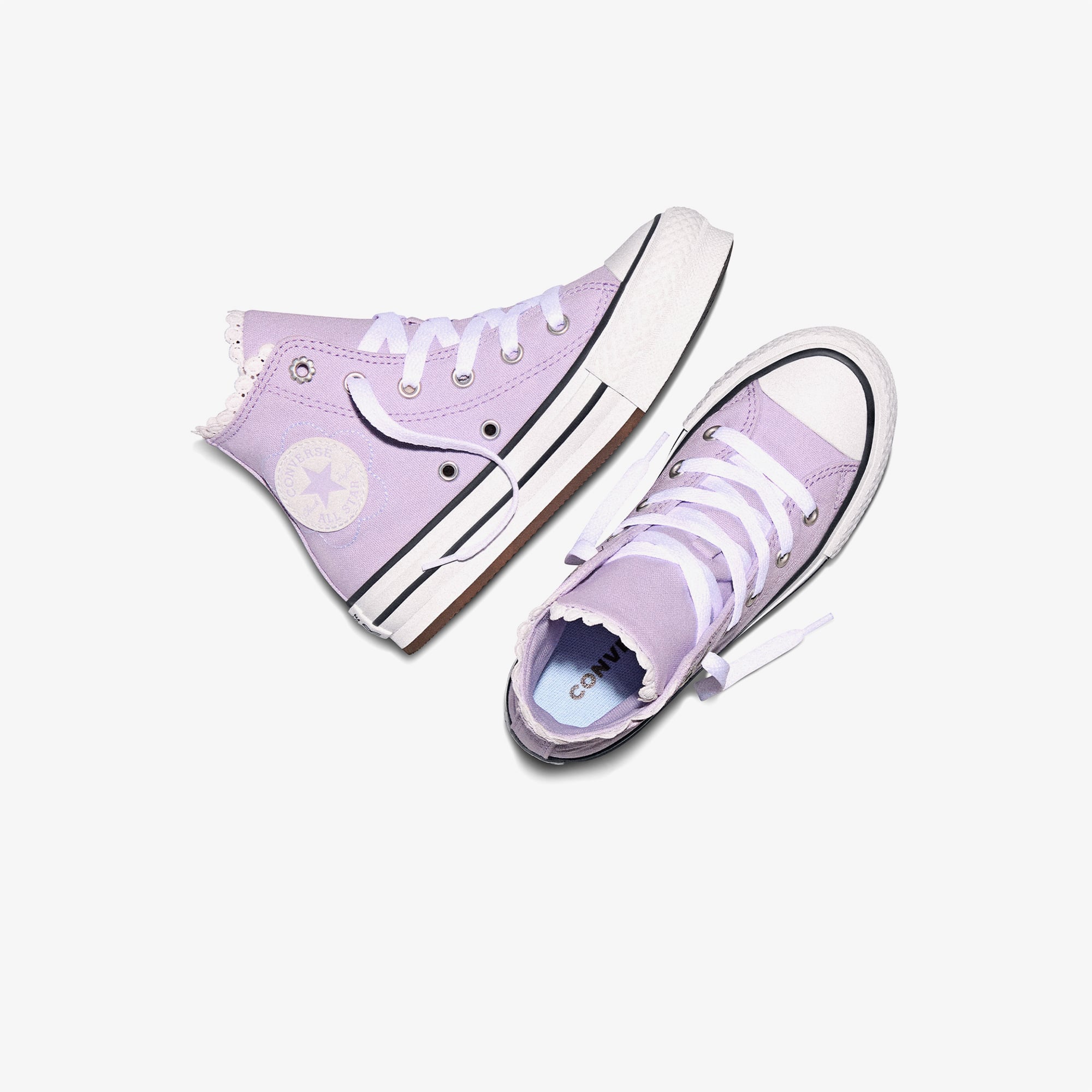Converse Chuck Taylor All Star EVA Lift Çocuk Çiçek Desenli Mor Sneaker