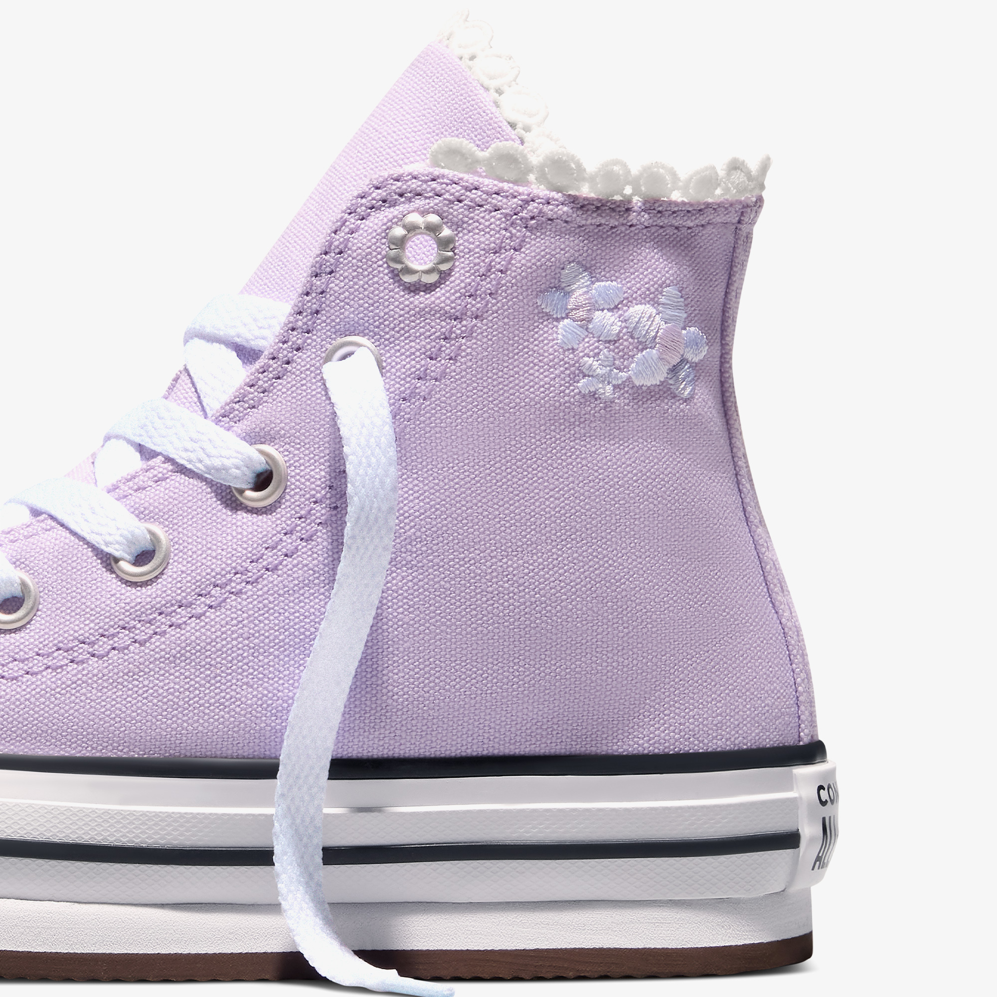Converse Chuck Taylor All Star EVA Lift Çocuk Çiçek Desenli Mor Sneaker