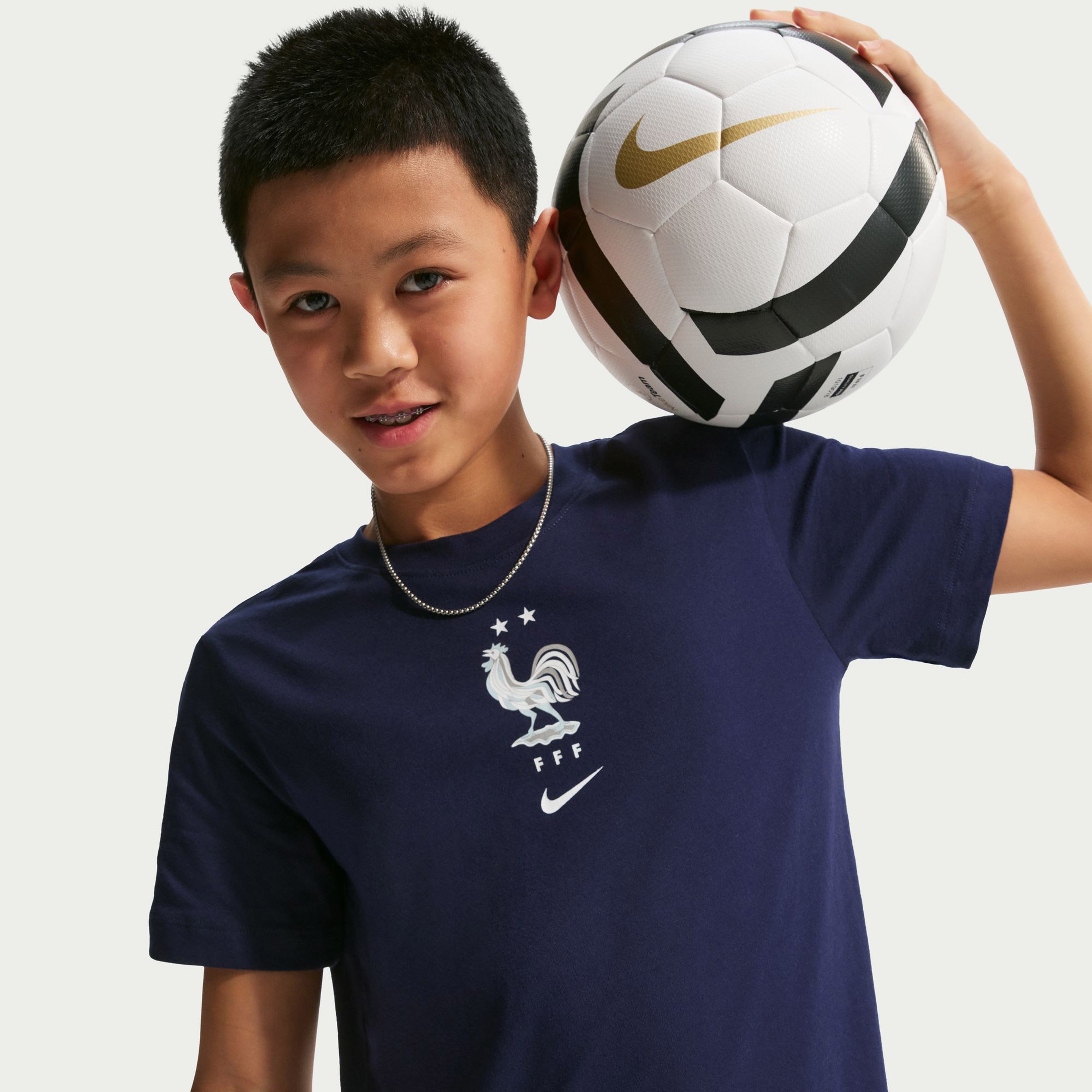 Nike FFF Crest Çocuk Lacivert Futbol T-Shirt