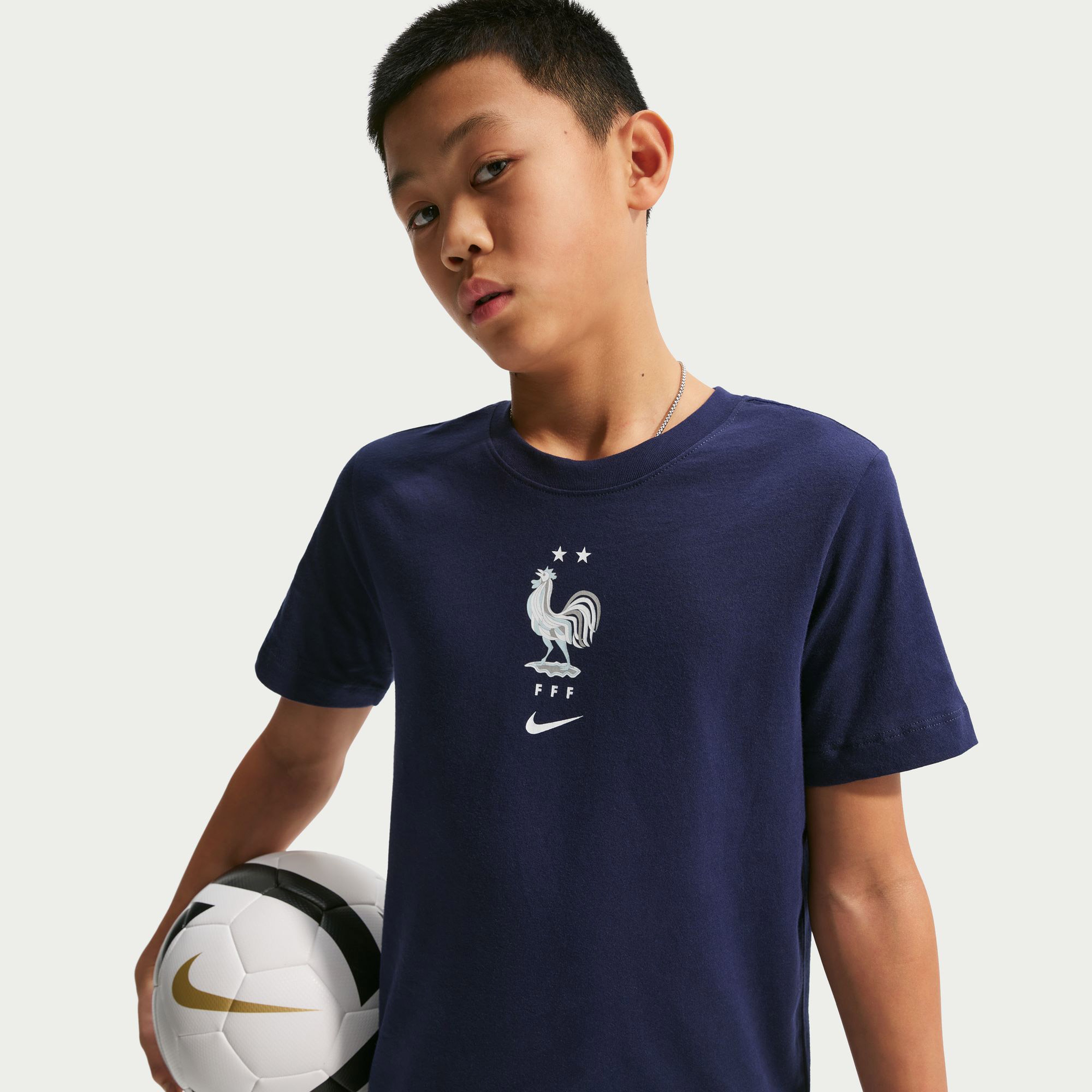 Nike FFF Crest Çocuk Lacivert Futbol T-Shirt