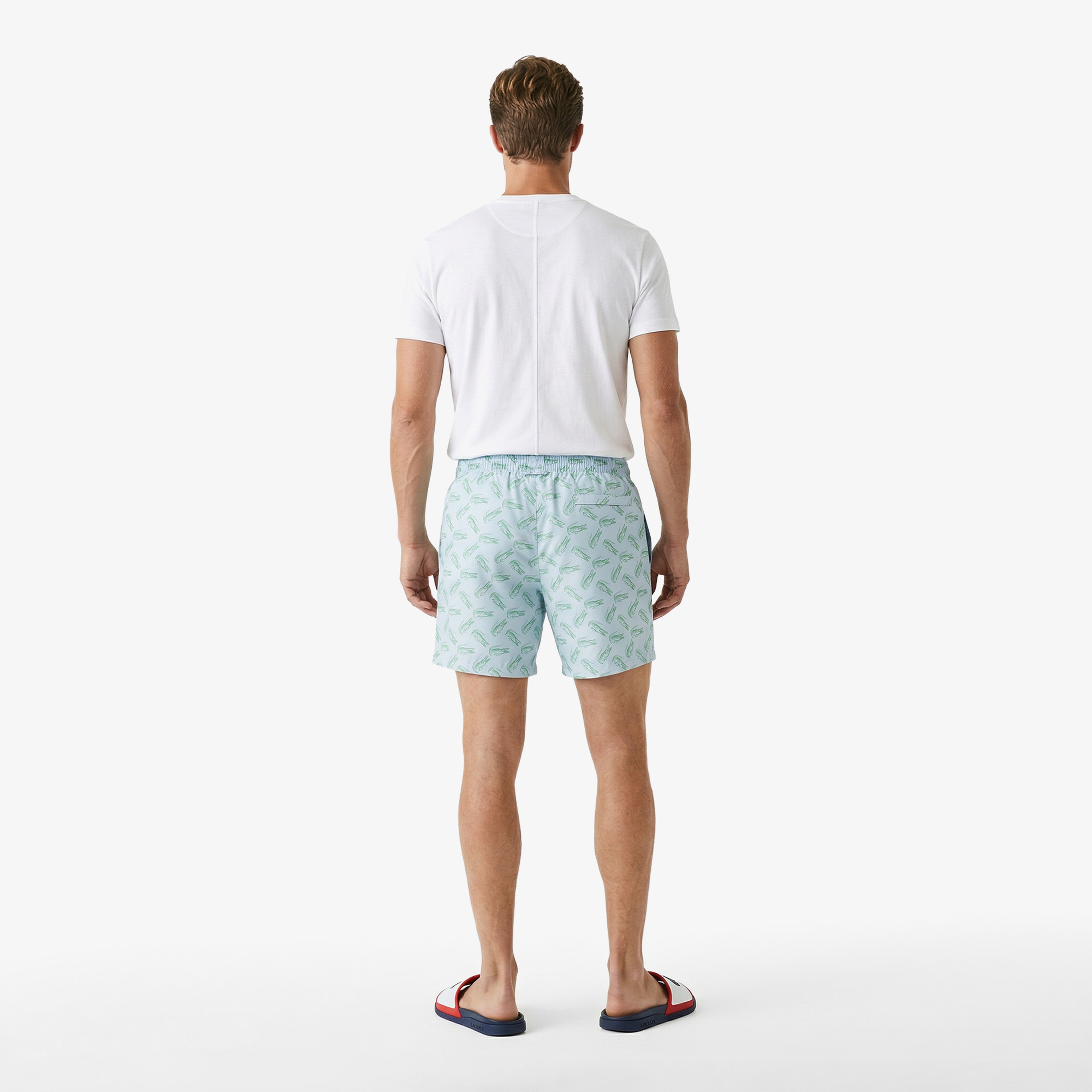 Lacoste Regular Fit Desenli Erkek Mavi Deniz Şortu