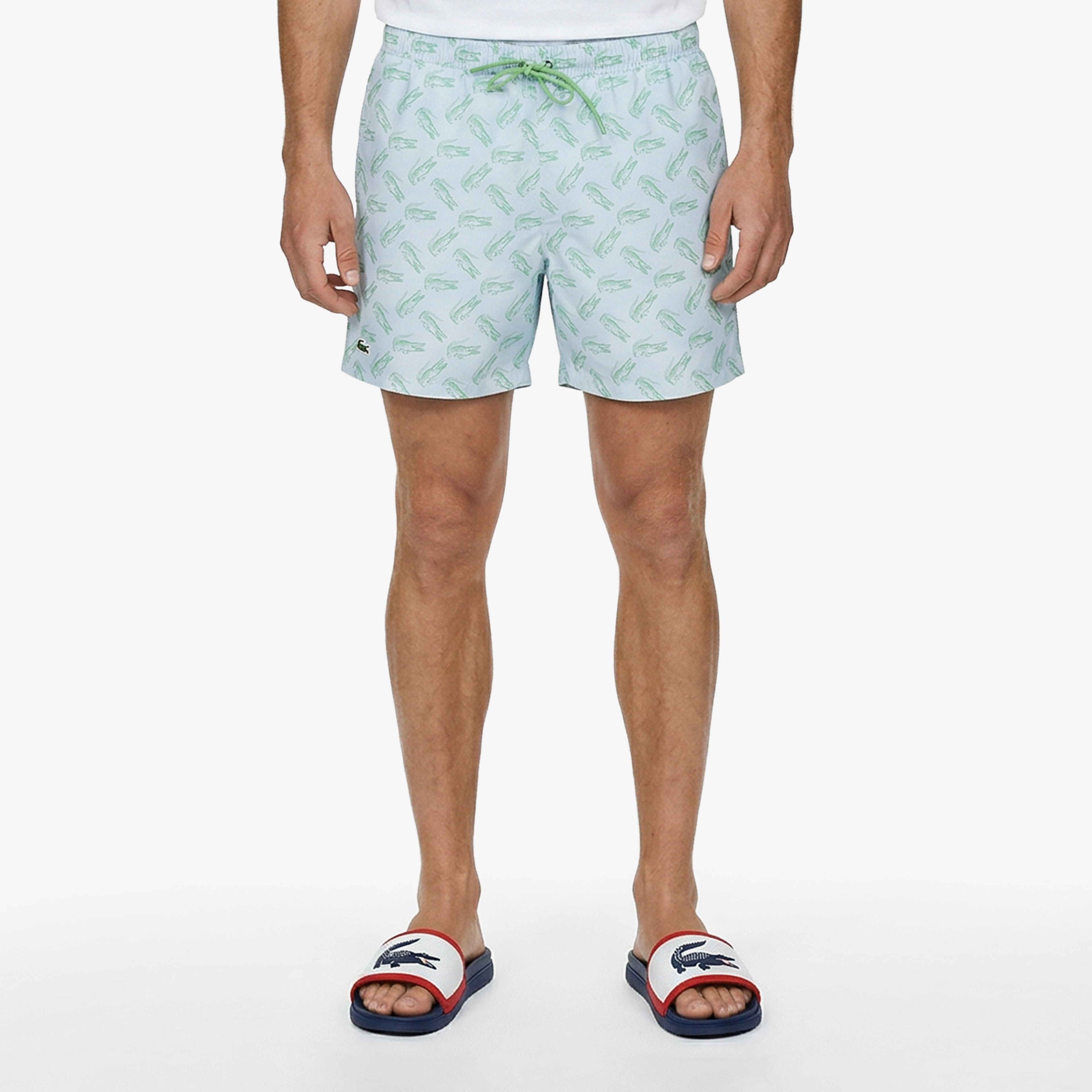 Lacoste Regular Fit Desenli Erkek Mavi Deniz Şortu