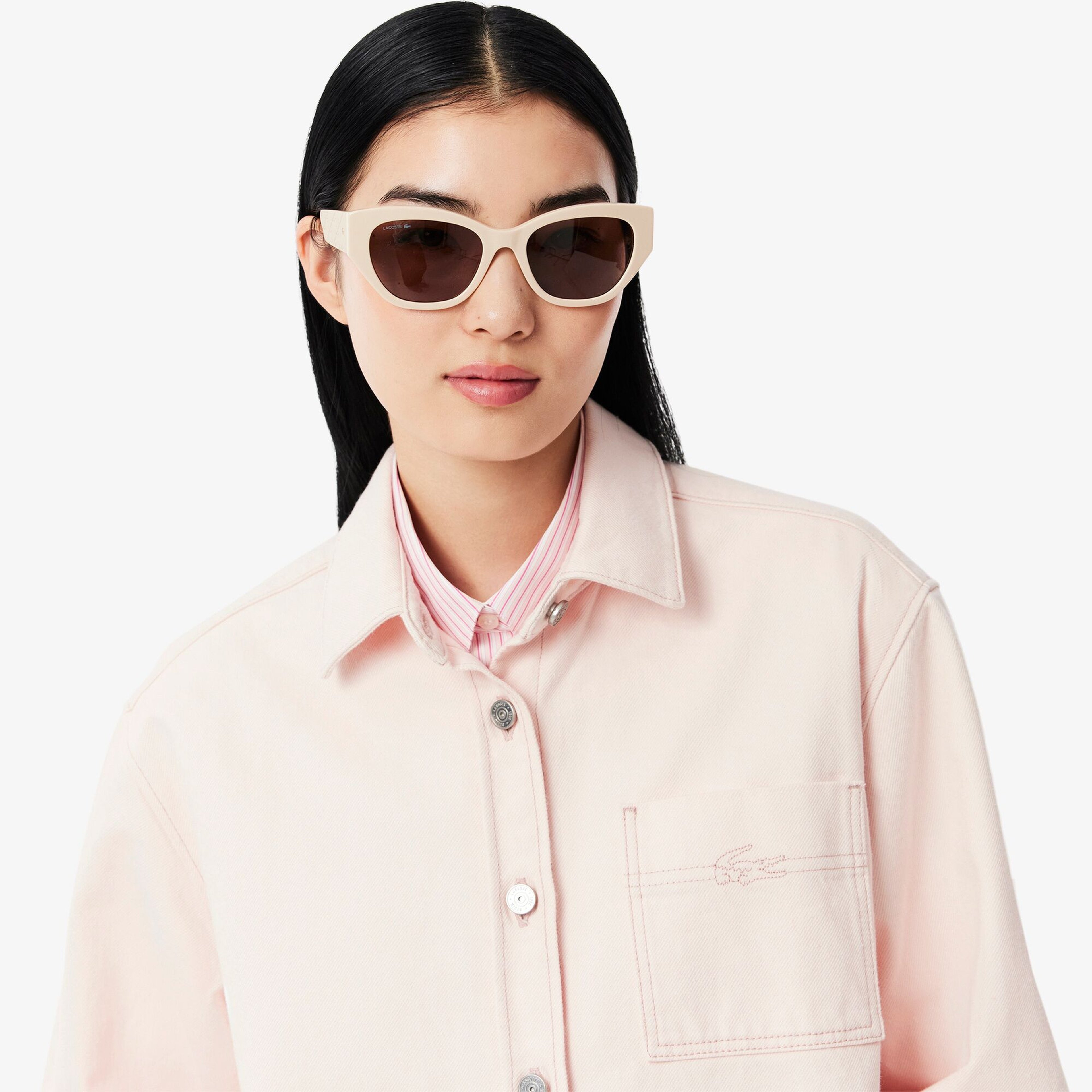 Lacoste Kadın Relaxed Fit Denim Pembe Ceket
