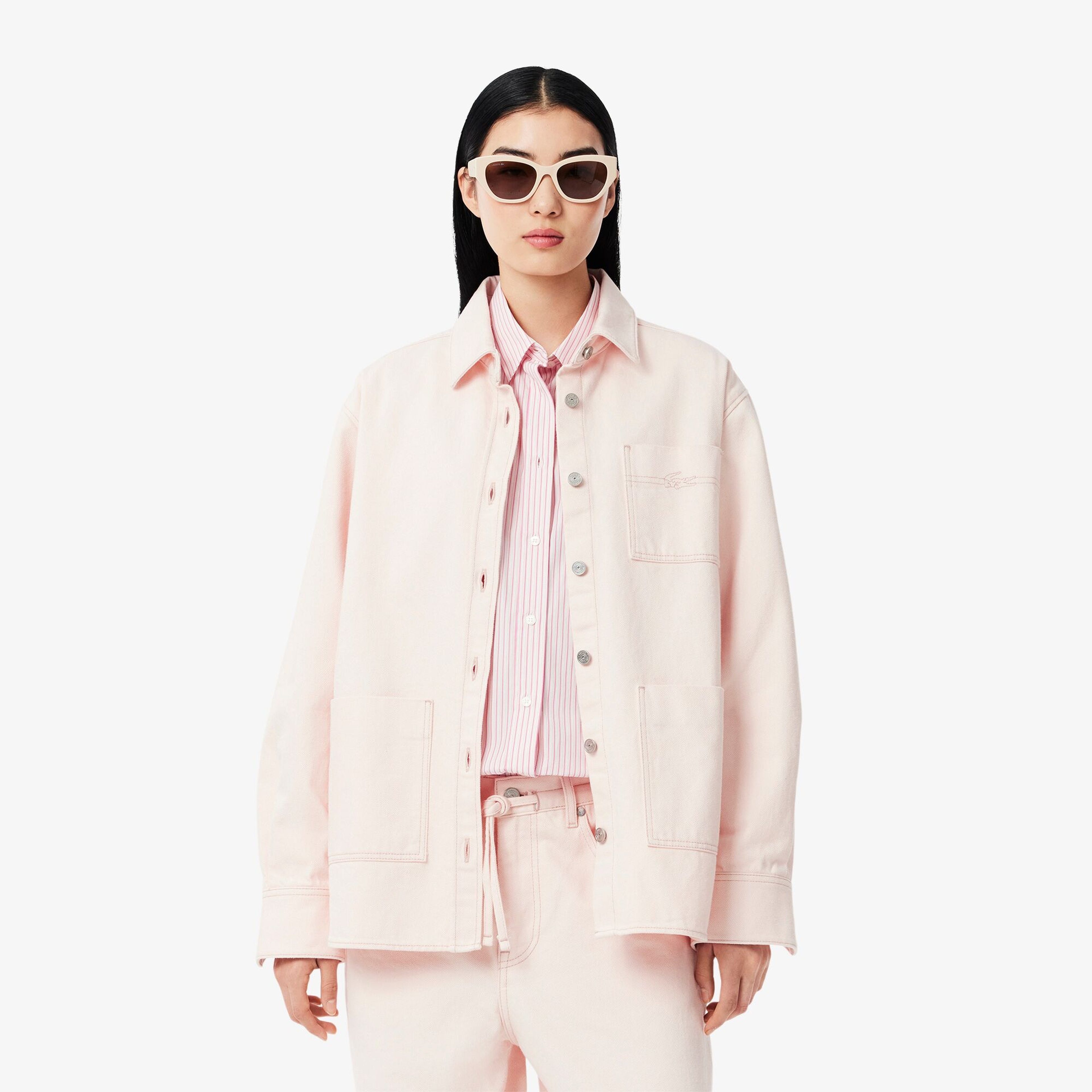 Lacoste Kadın Relaxed Fit Denim Pembe Ceket
