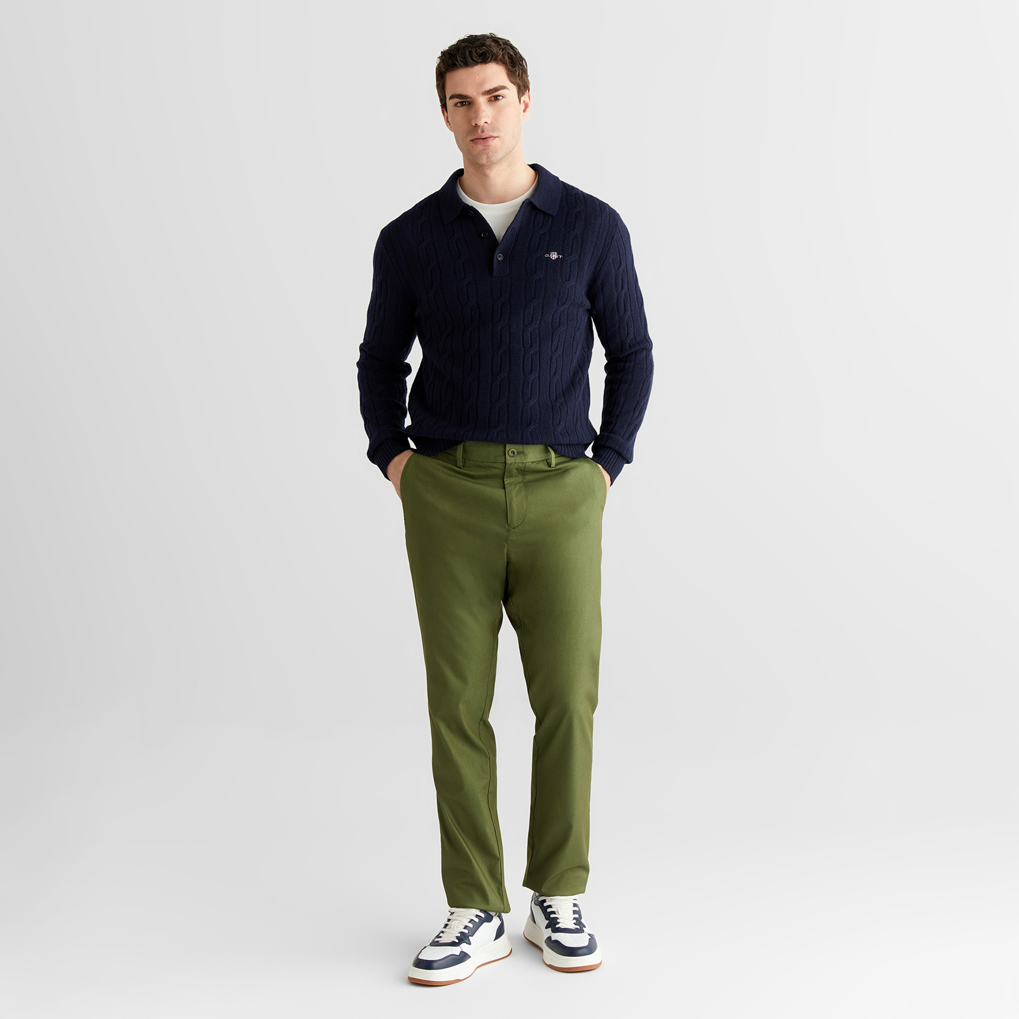 GANT Erkek Lacivert Regular Fit Polo Yaka Triko