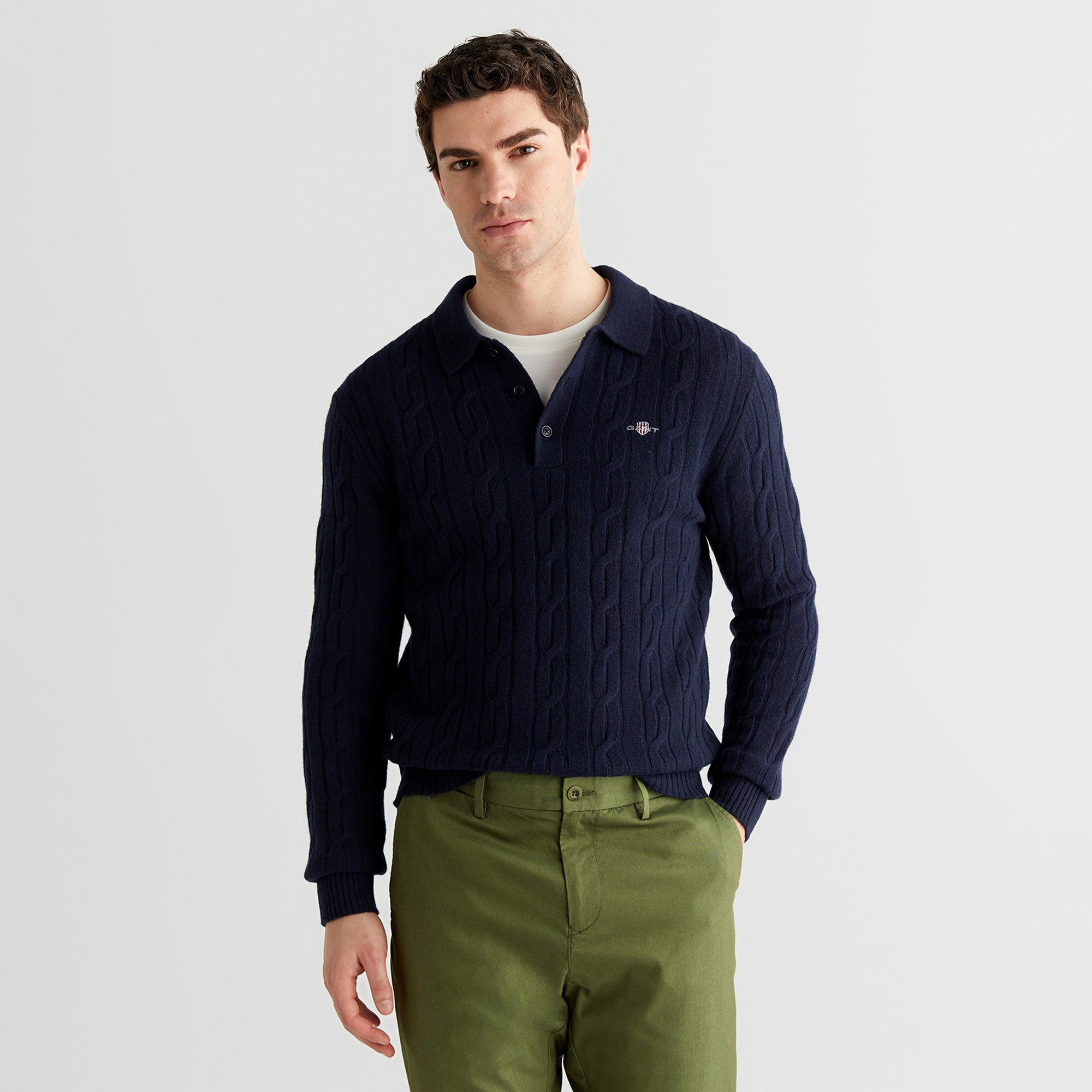 GANT Erkek Lacivert Regular Fit Polo Yaka Triko