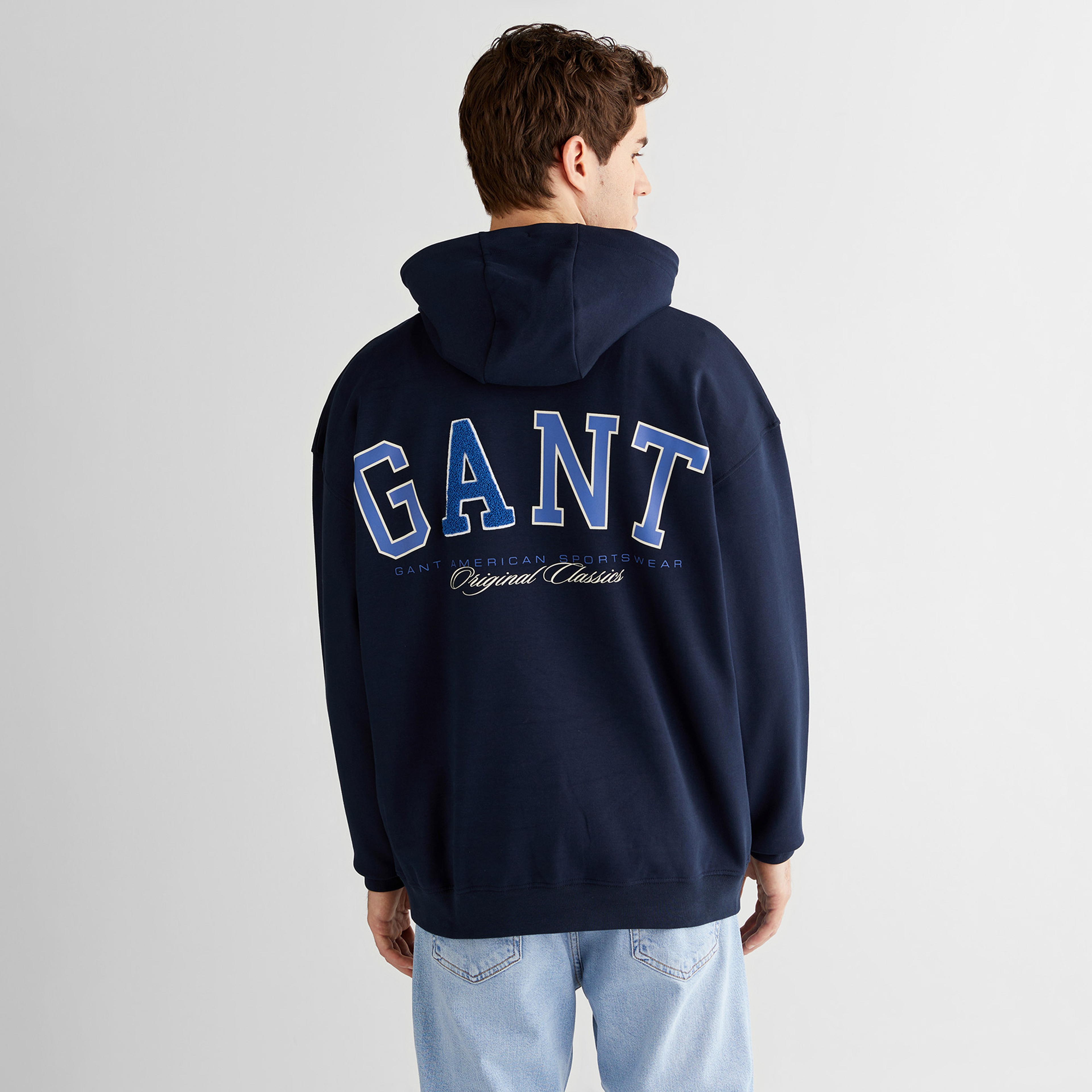 GANT Erkek Lacivert Regular Fit Kapüşonlu Sweatshirt