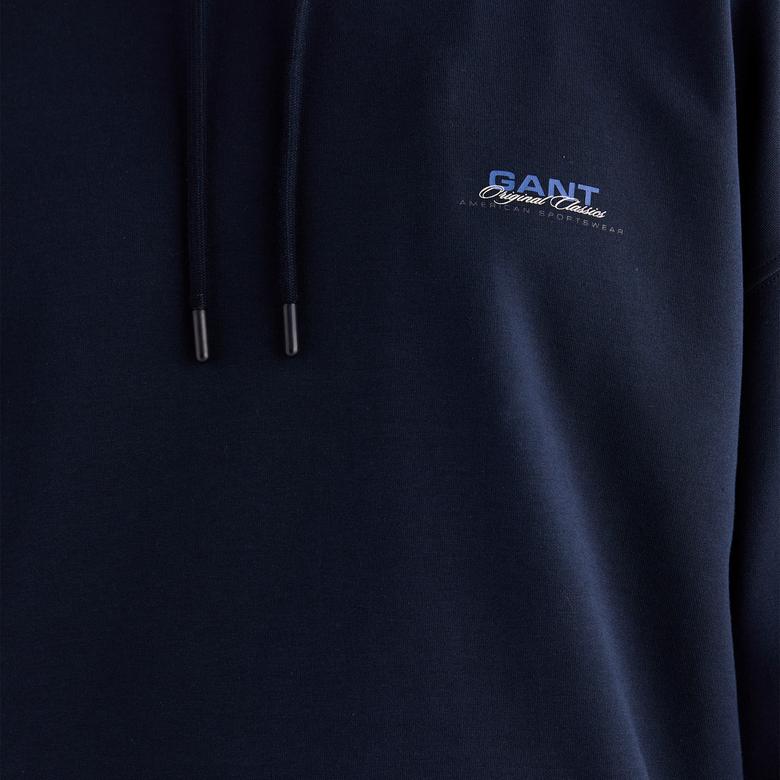 GANT Erkek Lacivert Regular Fit Kapüşonlu Sweatshirt