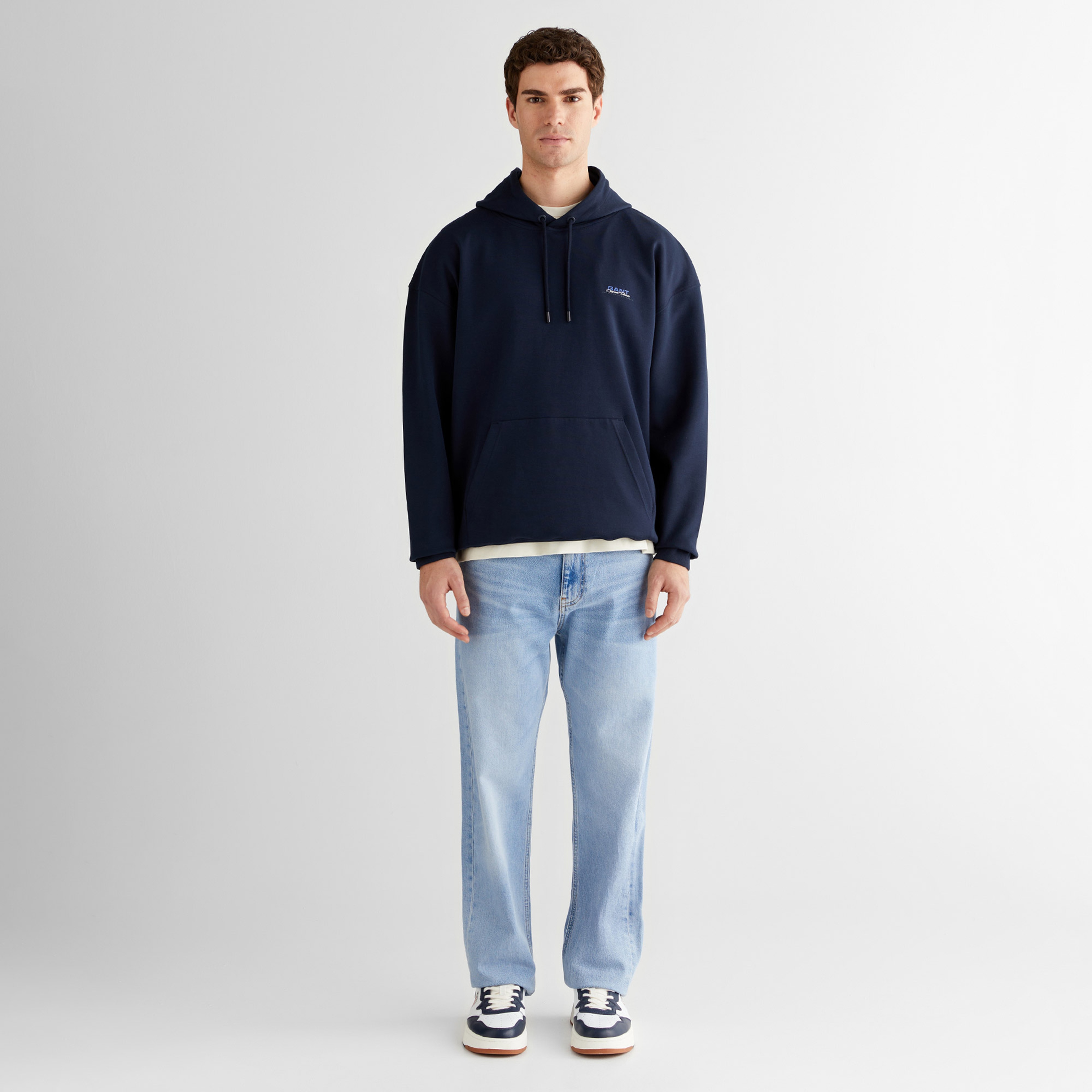 GANT Erkek Lacivert Regular Fit Kapüşonlu Sweatshirt