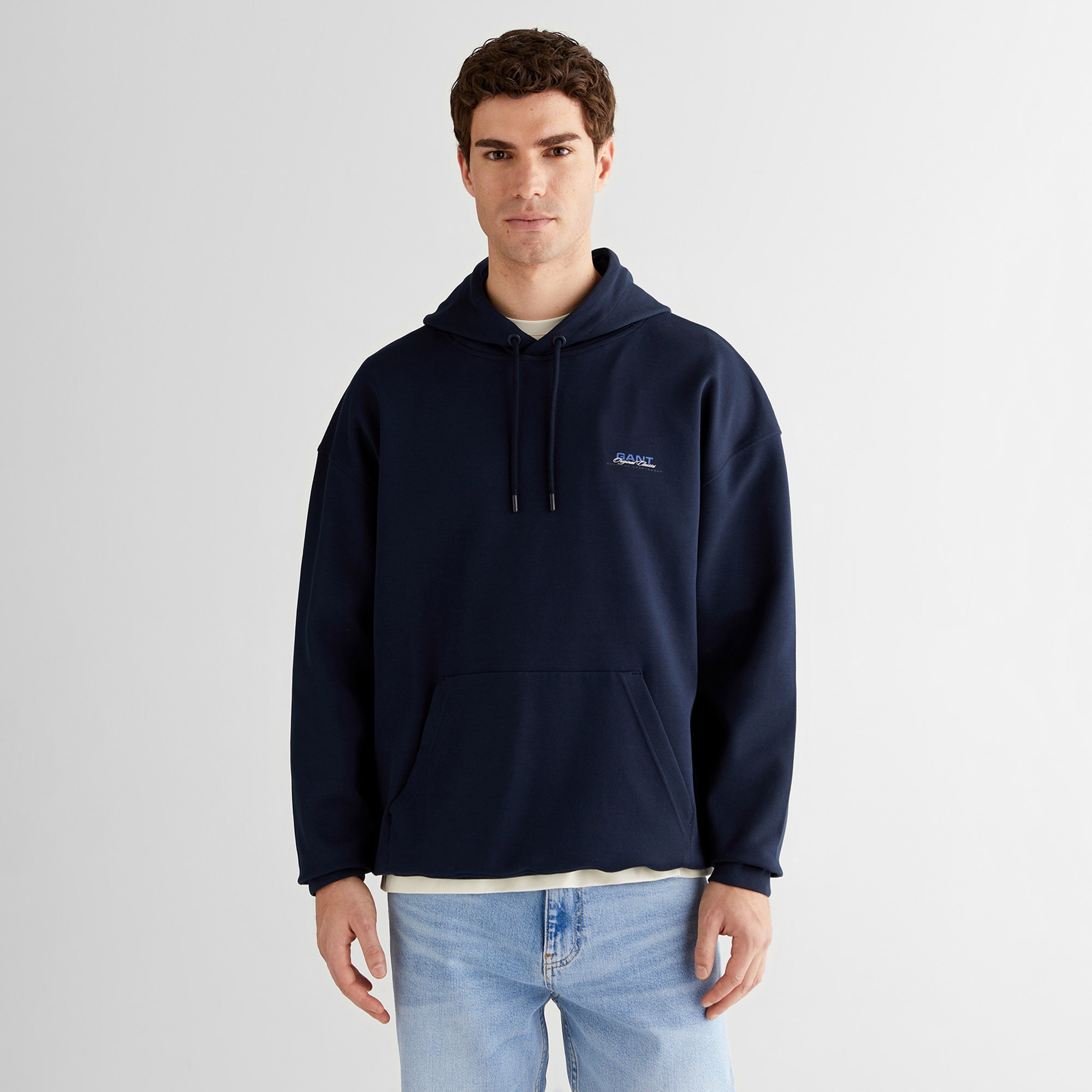 GANT Erkek Lacivert Regular Fit Kapüşonlu Sweatshirt