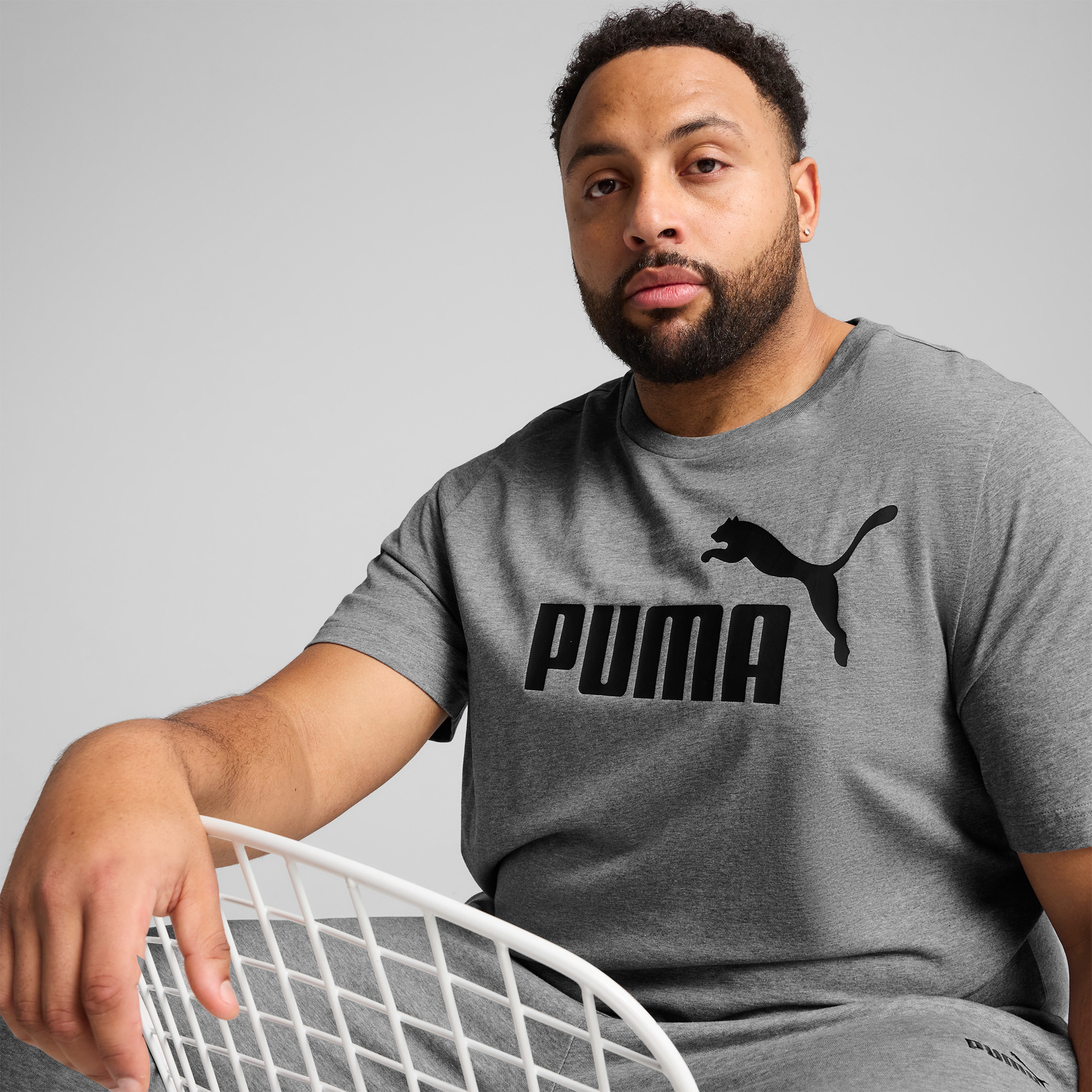 Puma Essentials No. 1 Logo  Erkek Gri T-Shirt