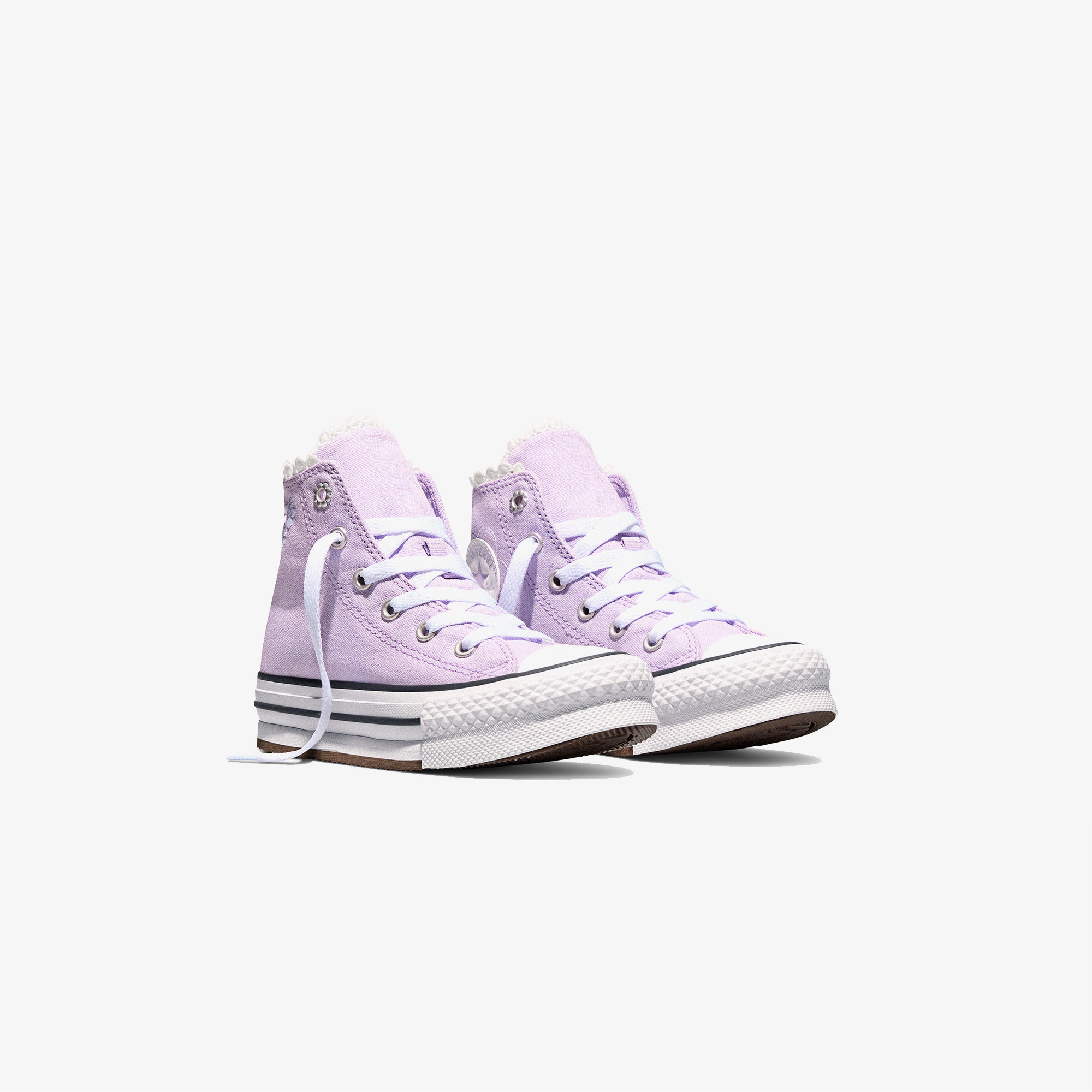 Converse Chuck Taylor All Star EVA Lift Çocuk Çiçek Desenli Mor Sneaker