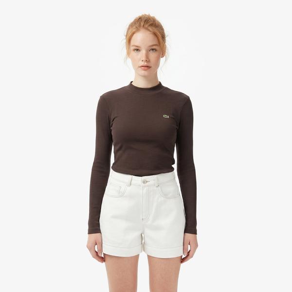 Lacoste Regular Fit Kadın Kahverengi T-Shirt