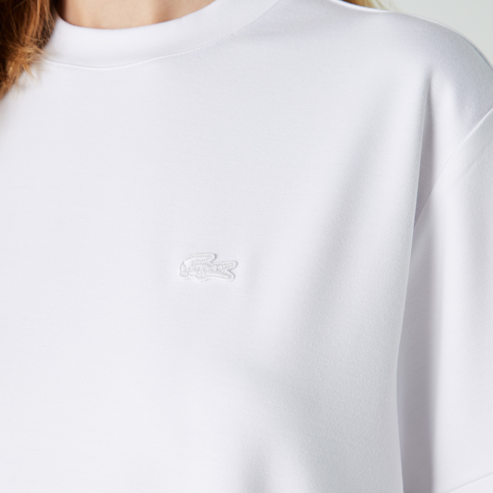Lacoste Kadın Bisiklet Yaka Baskılı Beyaz Elbise