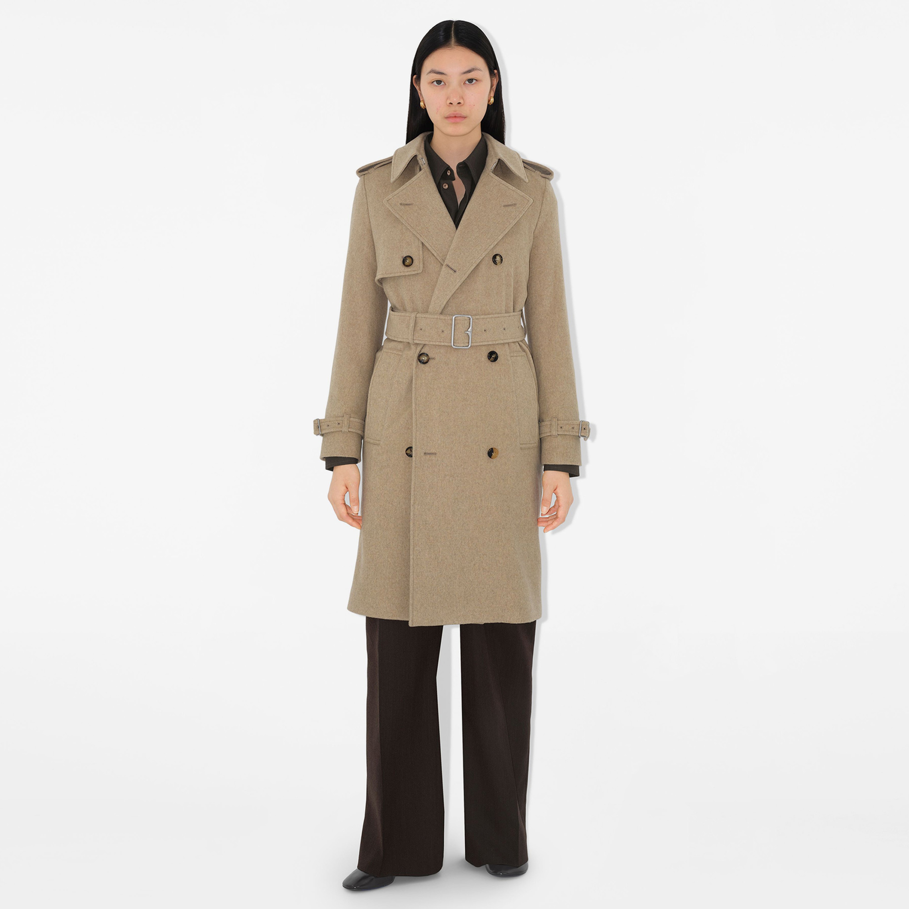Burberry Kaşmir Trench Kadın Bej Mont
