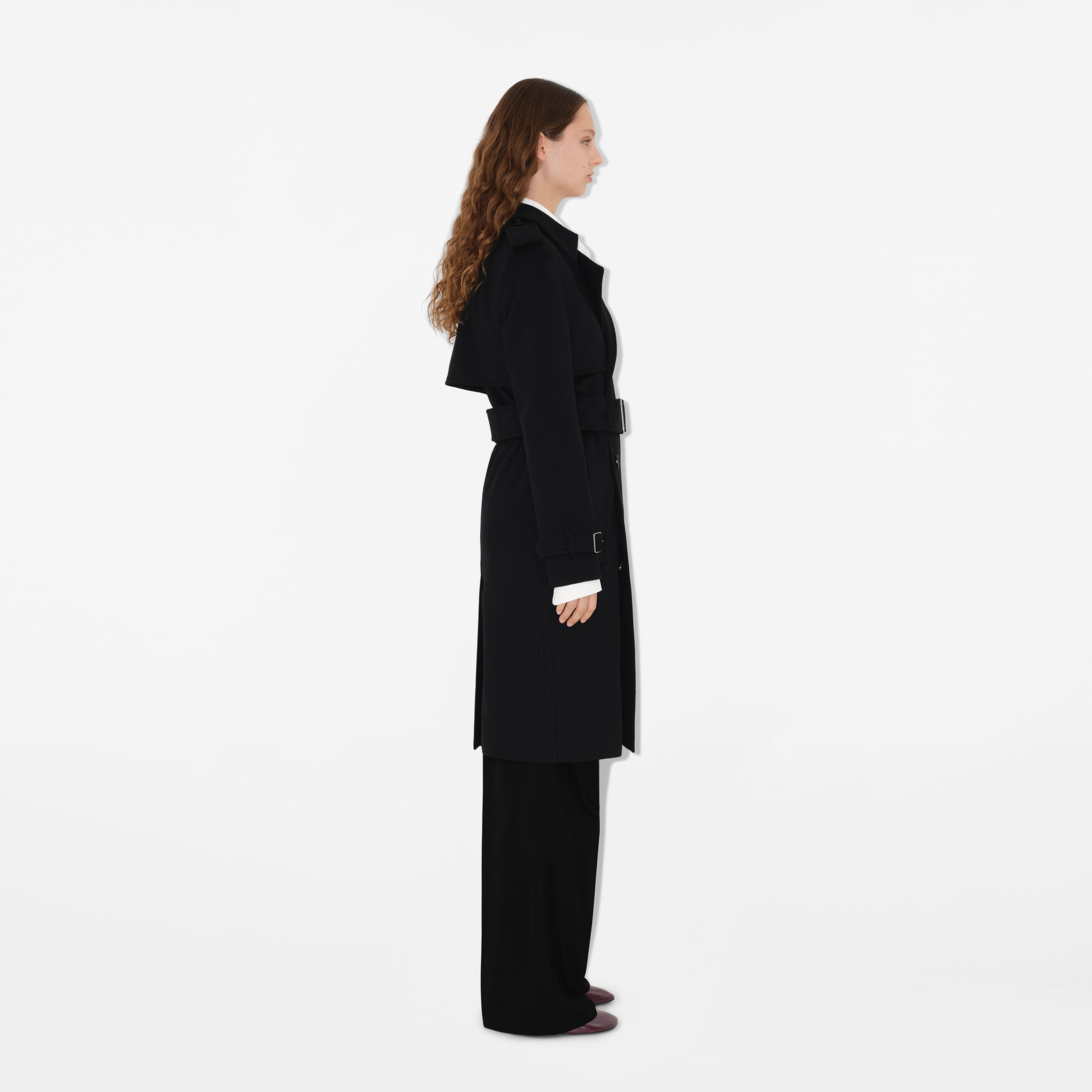 Burberry Kaşmir Trench Kadın Siyah Mont