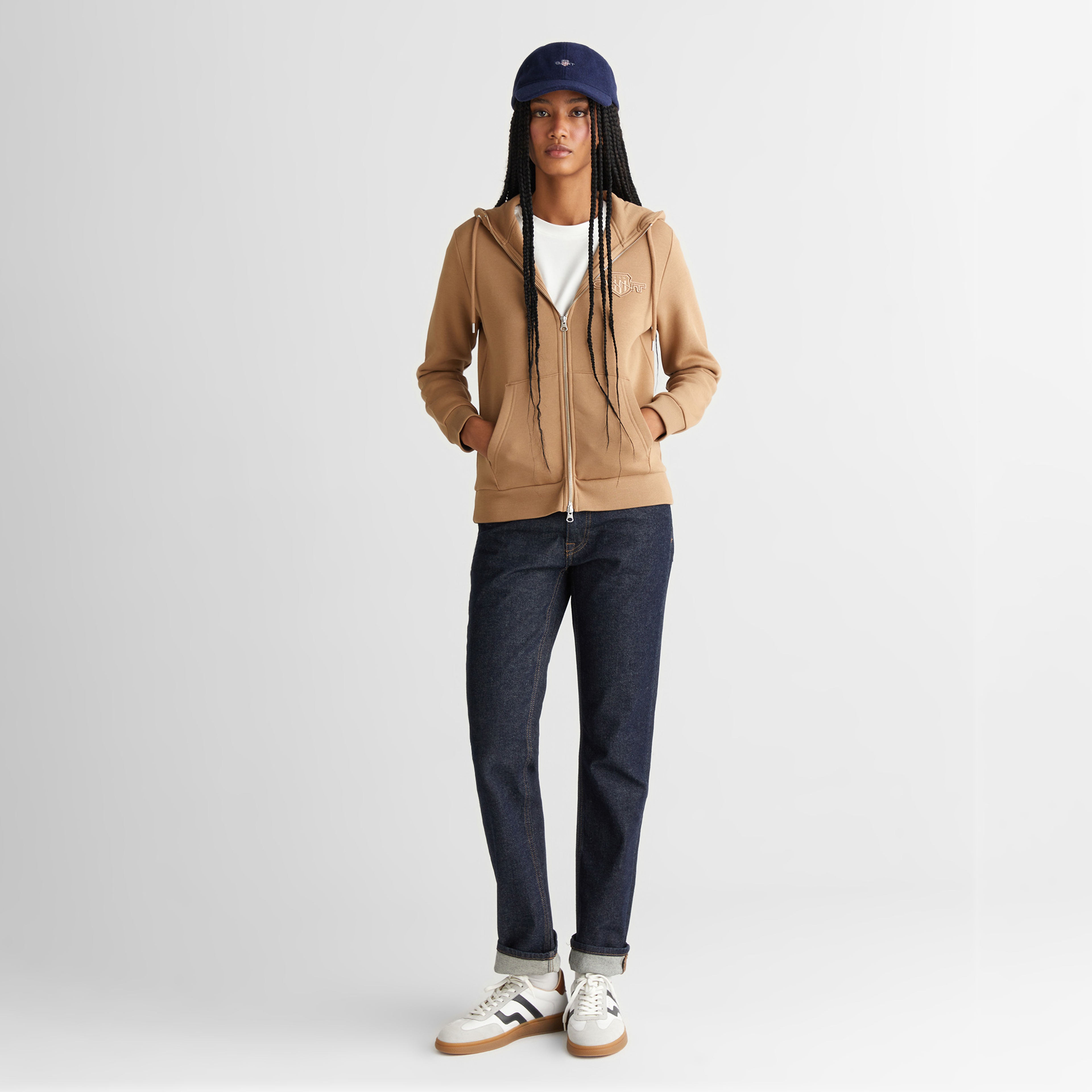 GANT Kadın Yeşil Regular Fit Kapüşonlu Fermuarlıı Sweatshirt