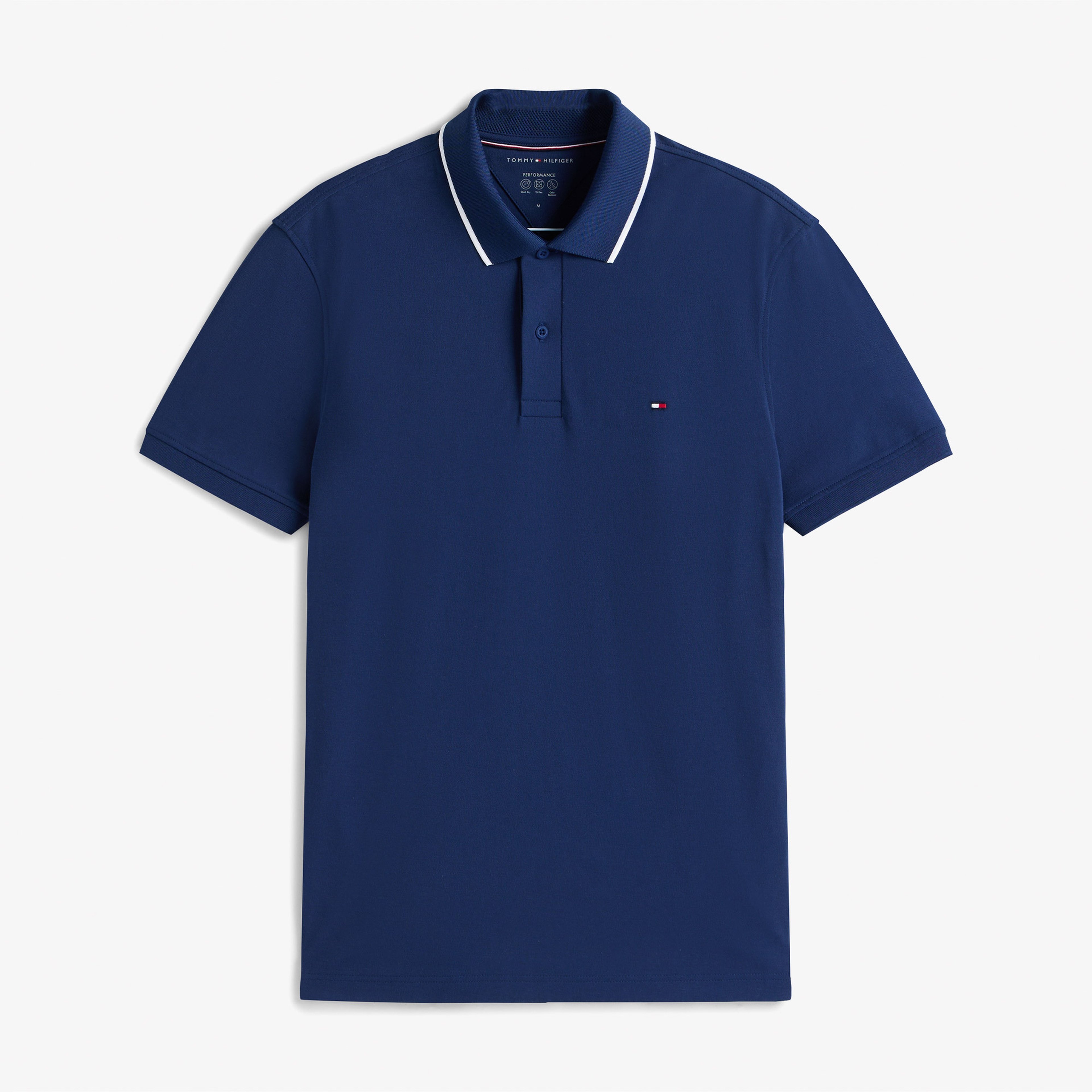 Tommy Hilfiger Performance Pique Regular Tipped Erkek Mavi Polo