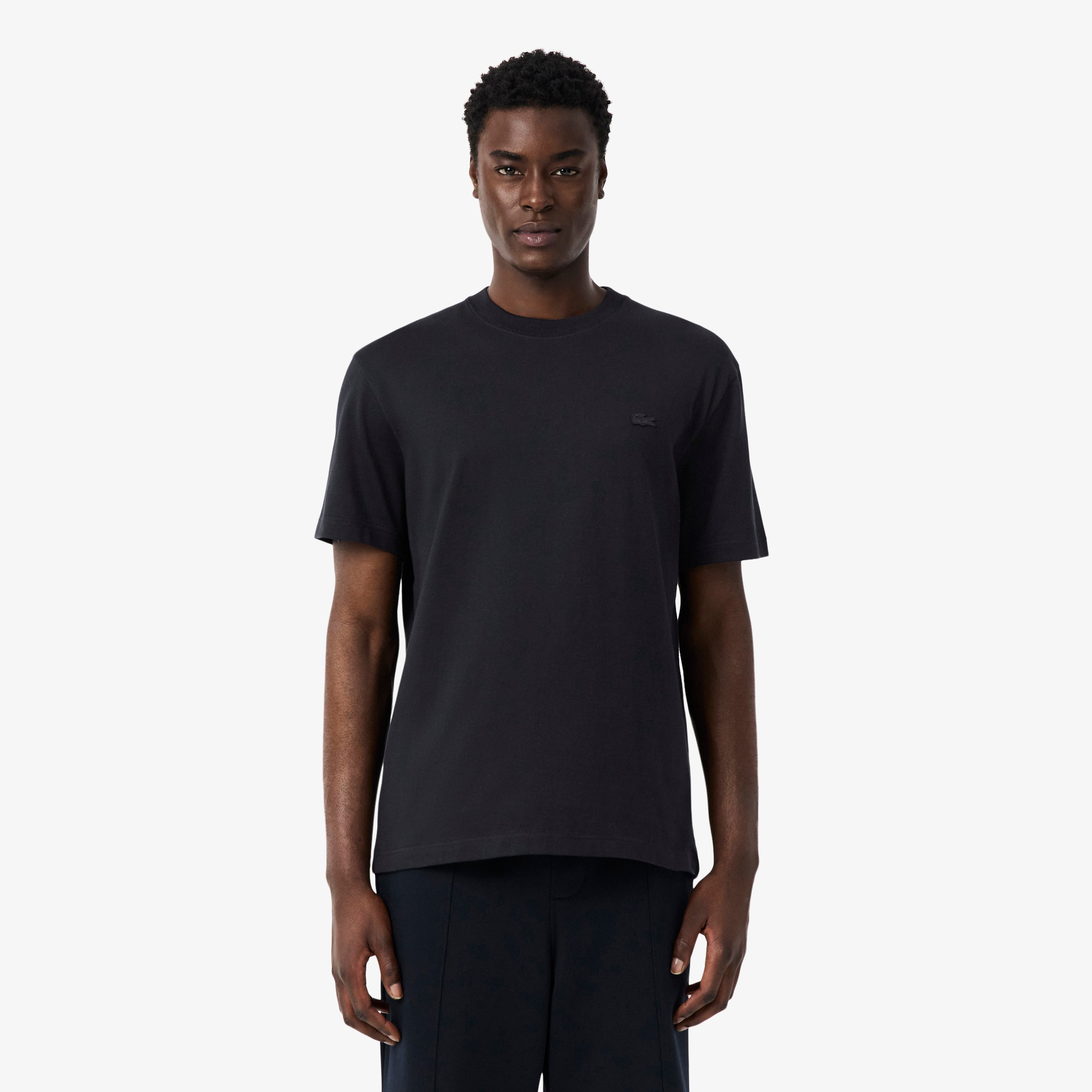 Erkek Classic Fit Bisiklet Yaka Baskılı Koyu Gri T-Shirt