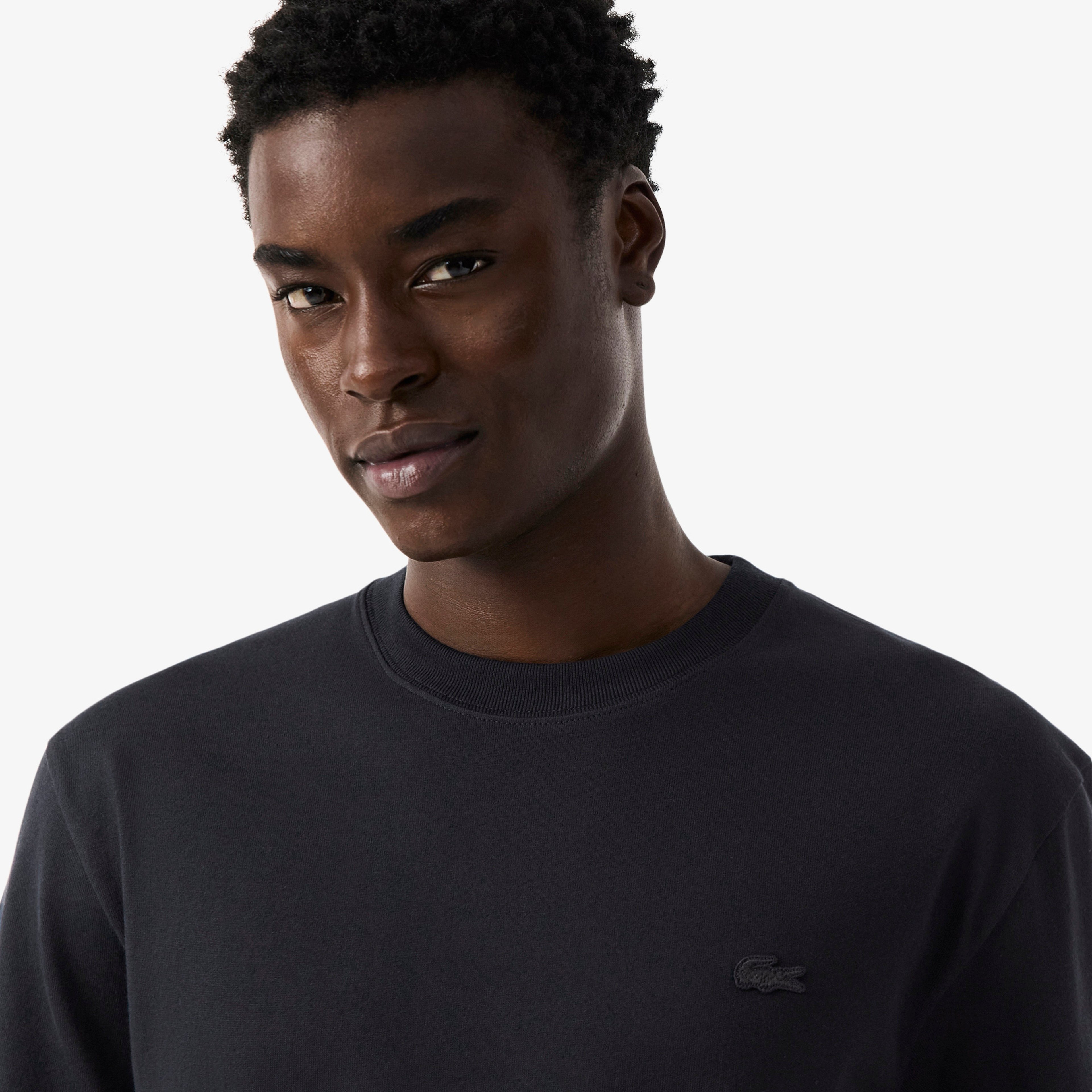 Erkek Classic Fit Bisiklet Yaka Baskılı Koyu Gri T-Shirt