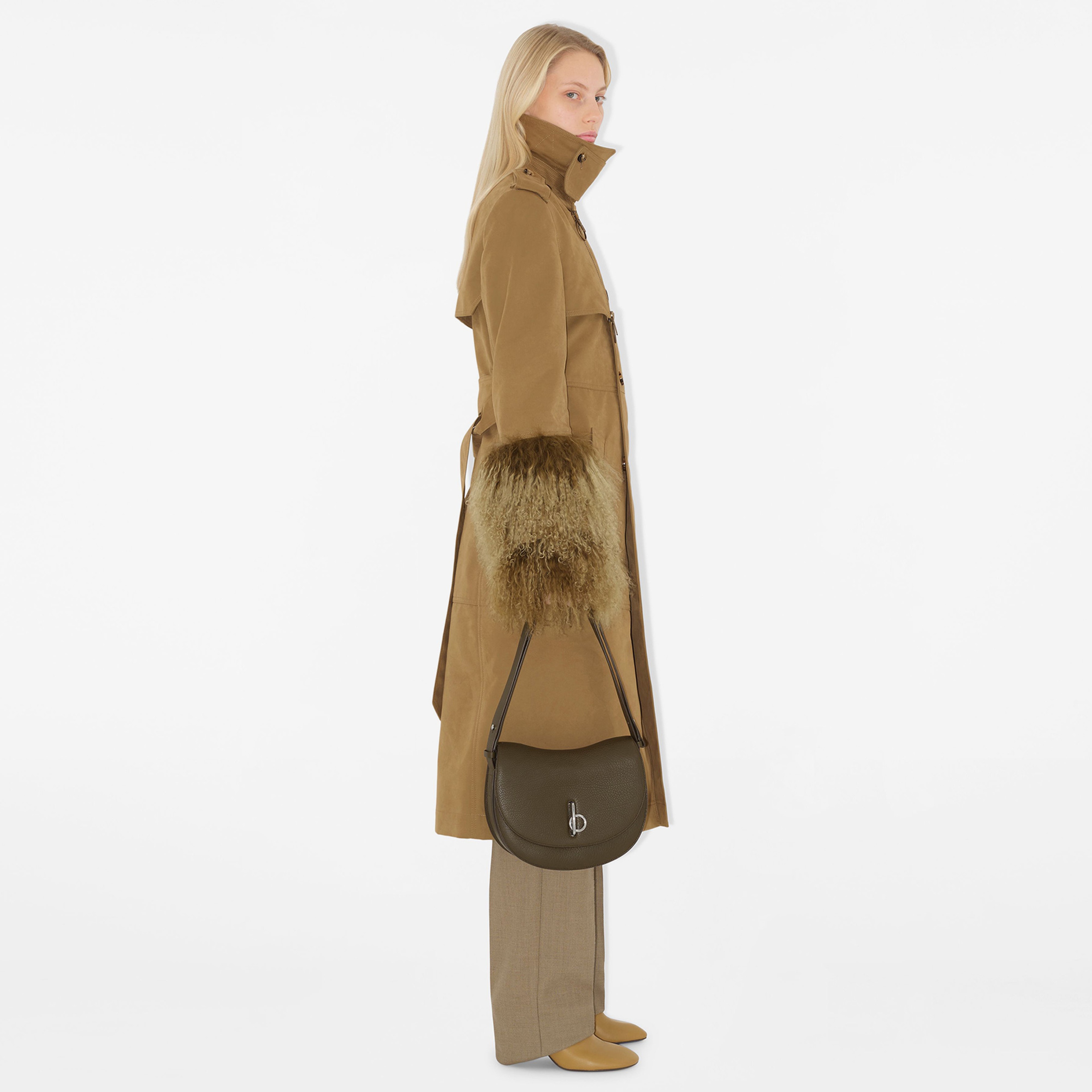 Burberry Zam Long Cotton Nylon Kadın Kahverengi Trençkot