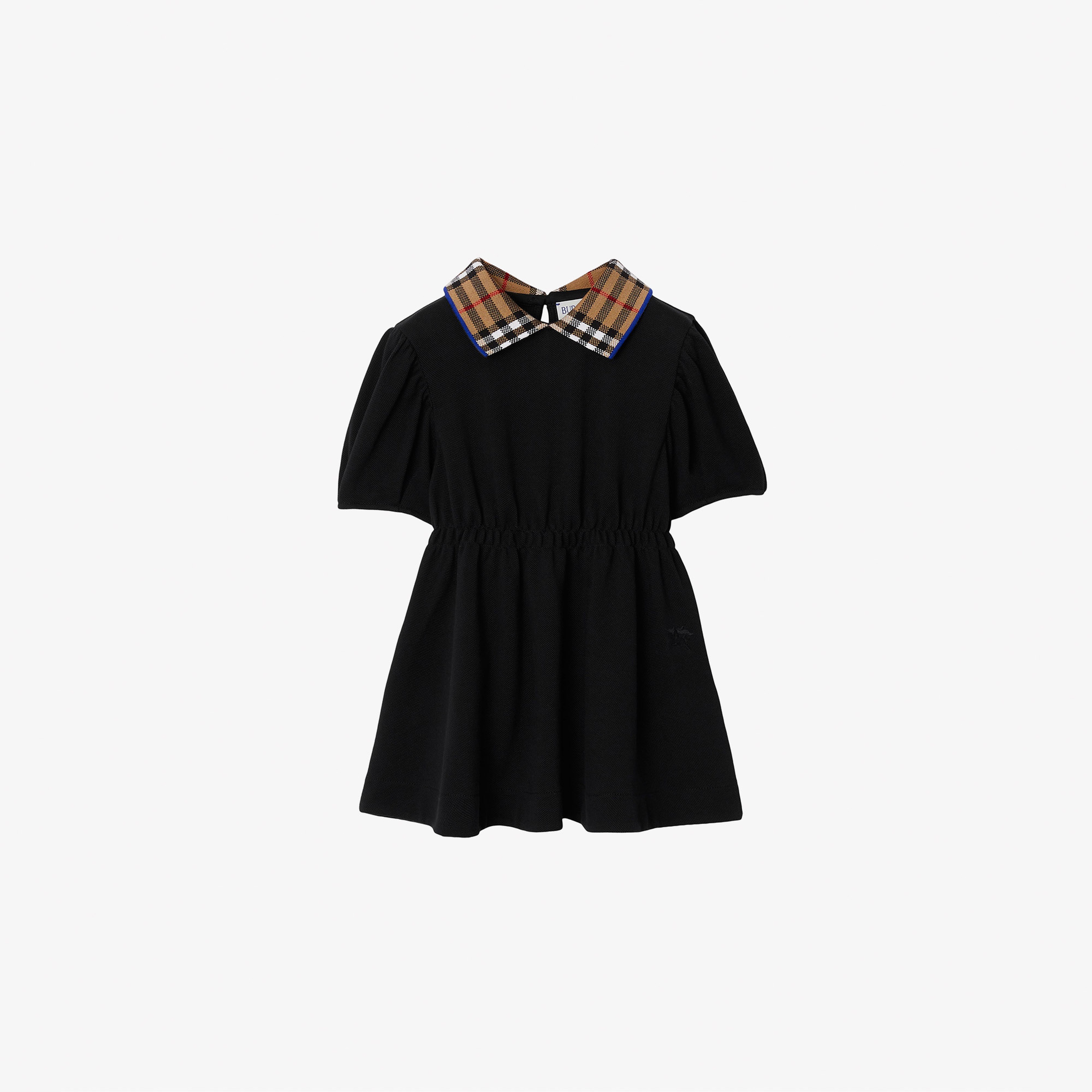 Burberry Check Collar Pamuklu Çocuk Siyah Elbise
