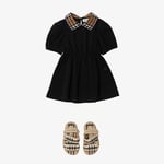 Burberry Check Collar Pamuklu Çocuk Siyah Elbise