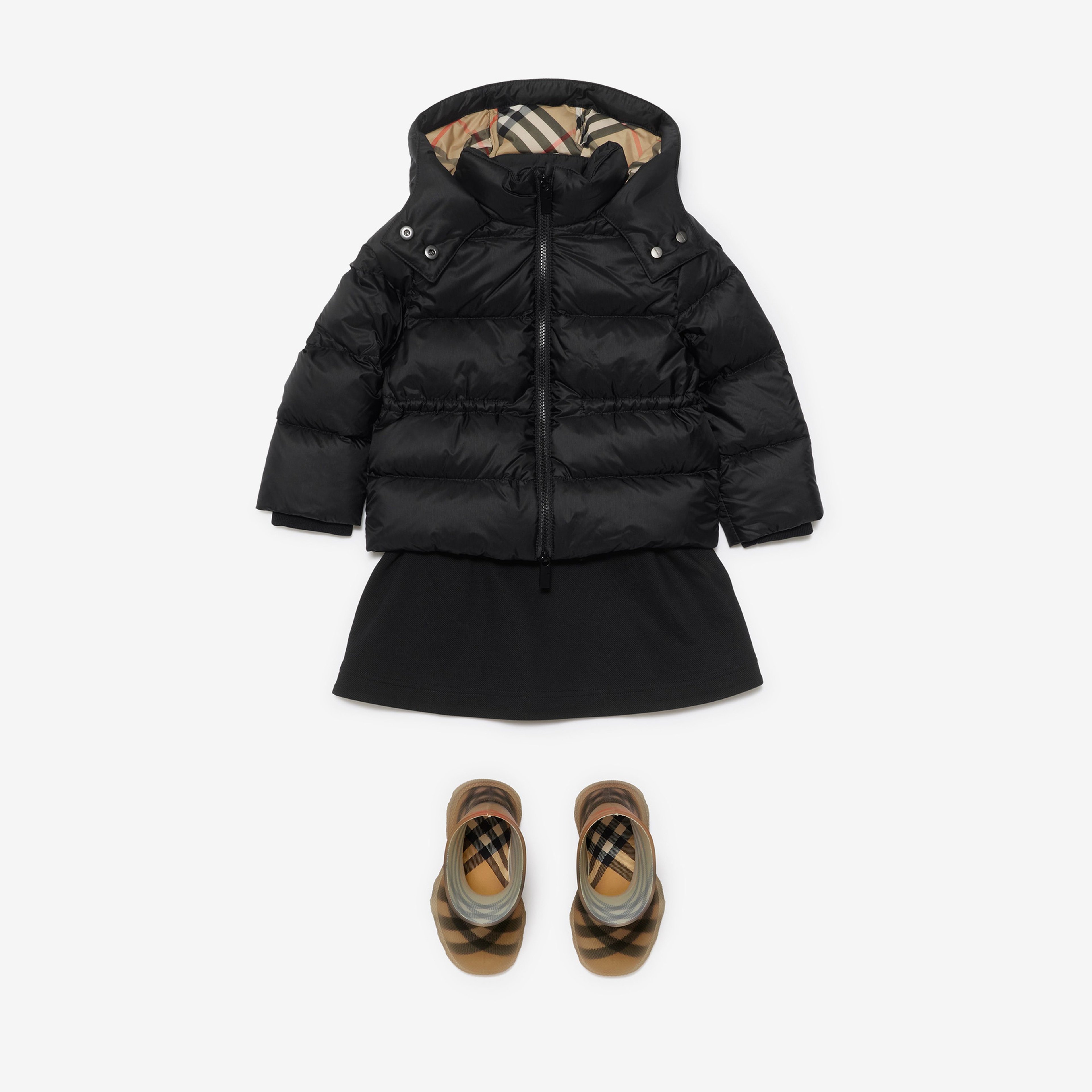 Burberry Agnes Nylon Puffer Çocuk Siyah Mont