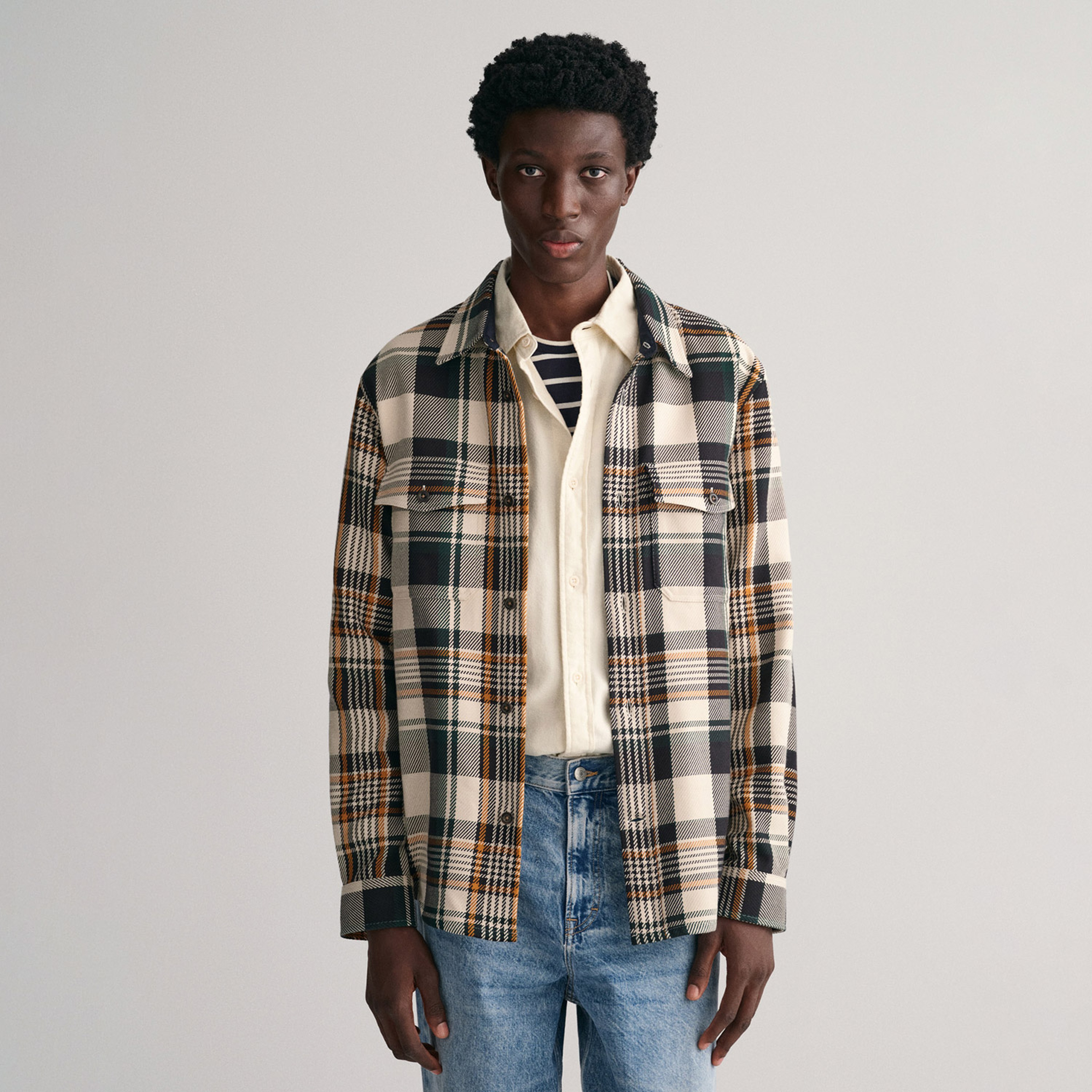 GANT Erkek Bej Regular Fit Klasik Yaka Kareli Gömlek