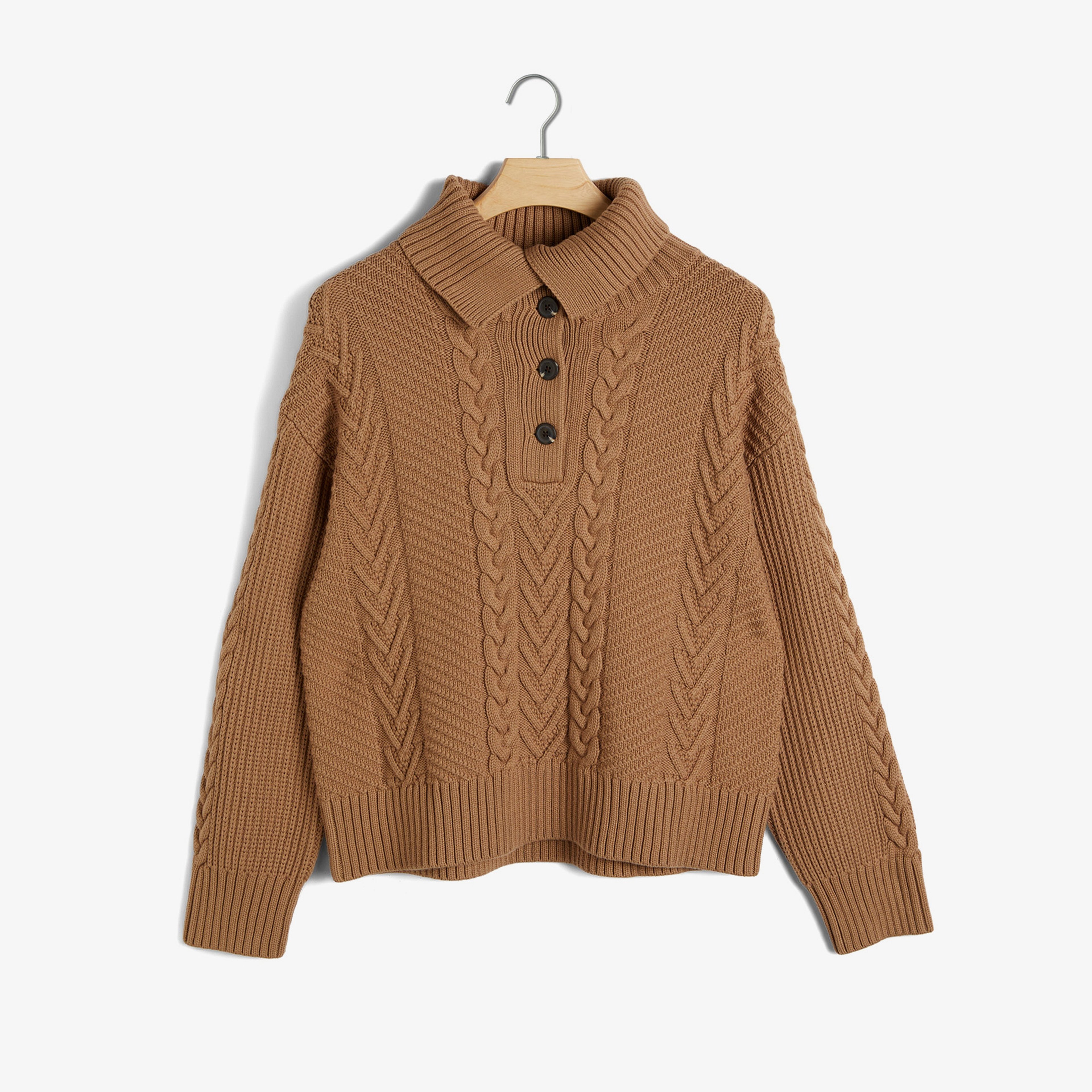 GANT Kadın Kahverengi Relaxed Fit Klasik Yaka Desenli Kazak