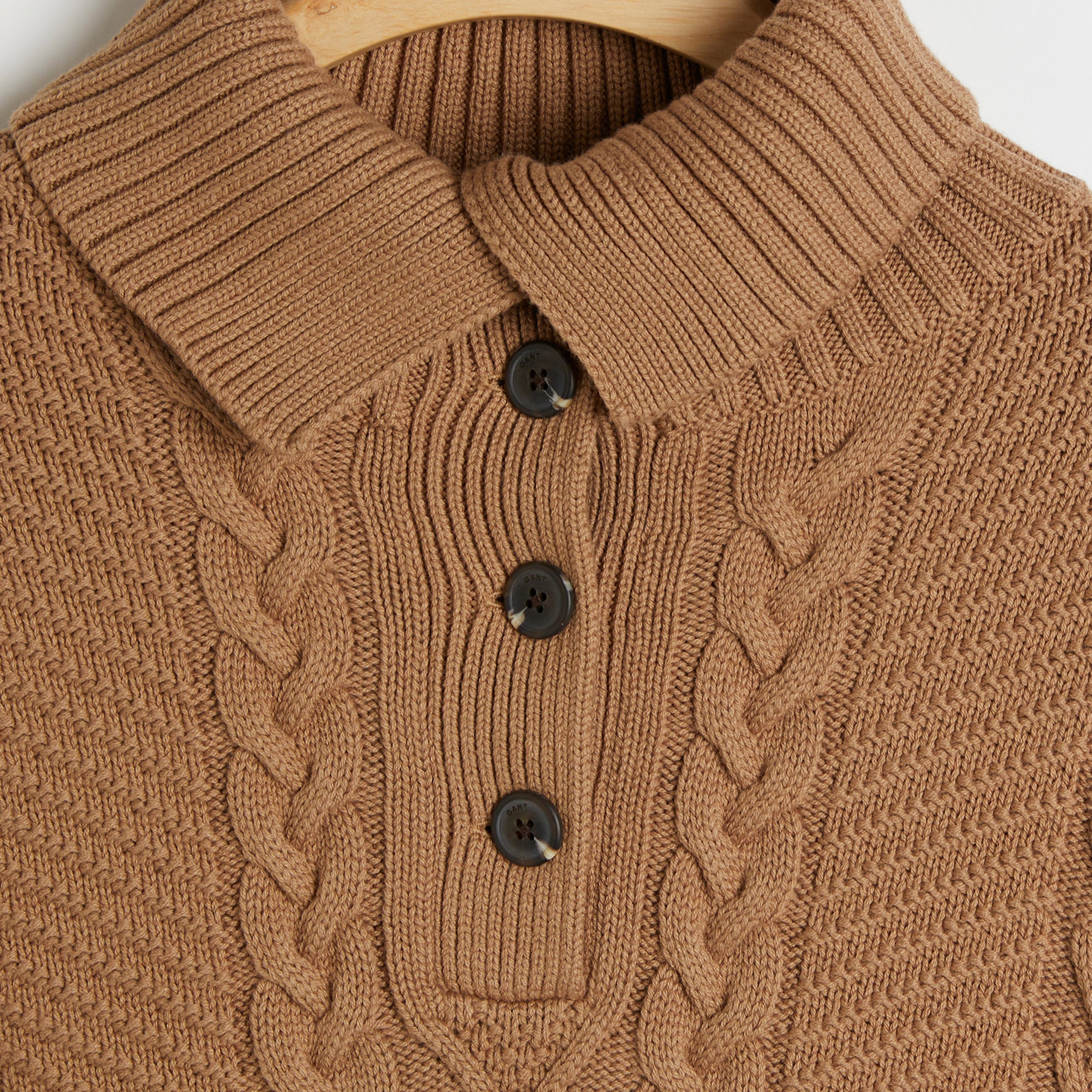 GANT Kadın Kahverengi Relaxed Fit Klasik Yaka Desenli Kazak