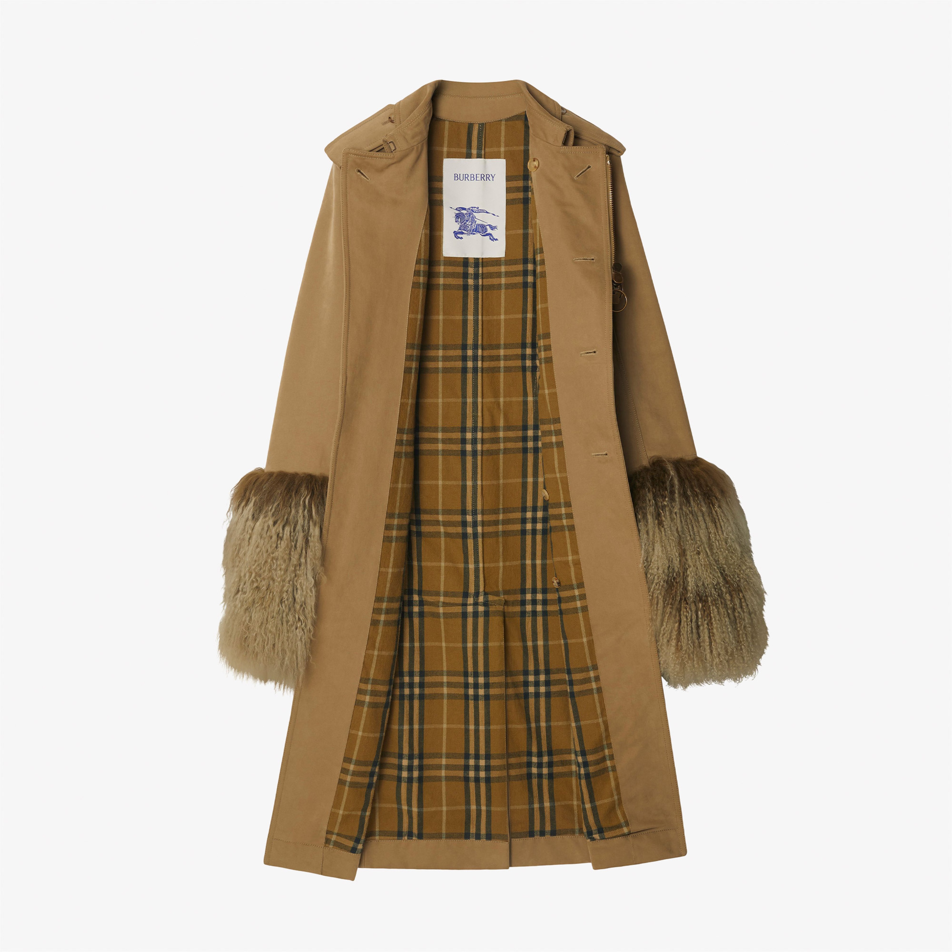 Burberry Zam Long Cotton Nylon Kadın Kahverengi Trençkot