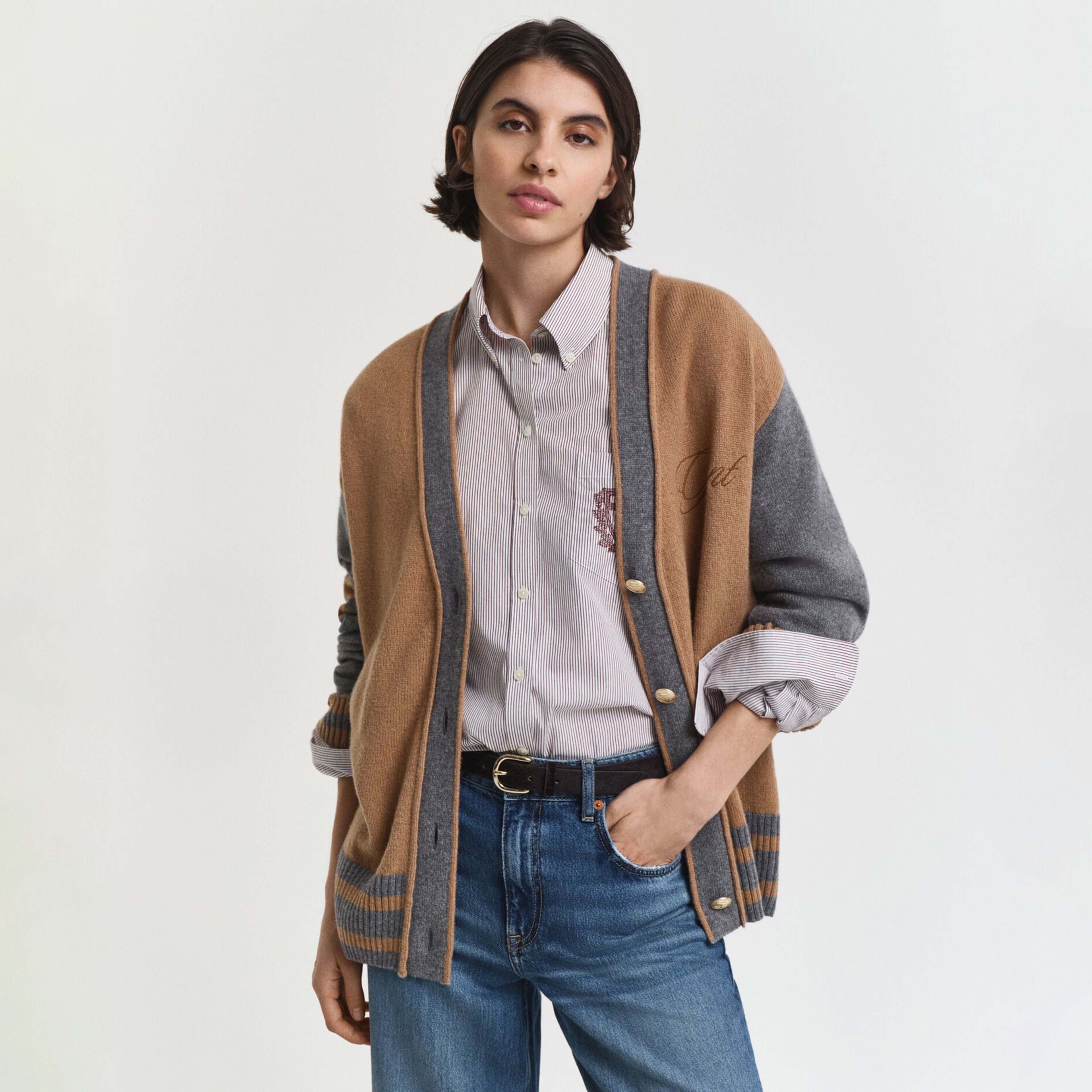 GANT Kadın Kahverengi Relaxed Fit Hırka