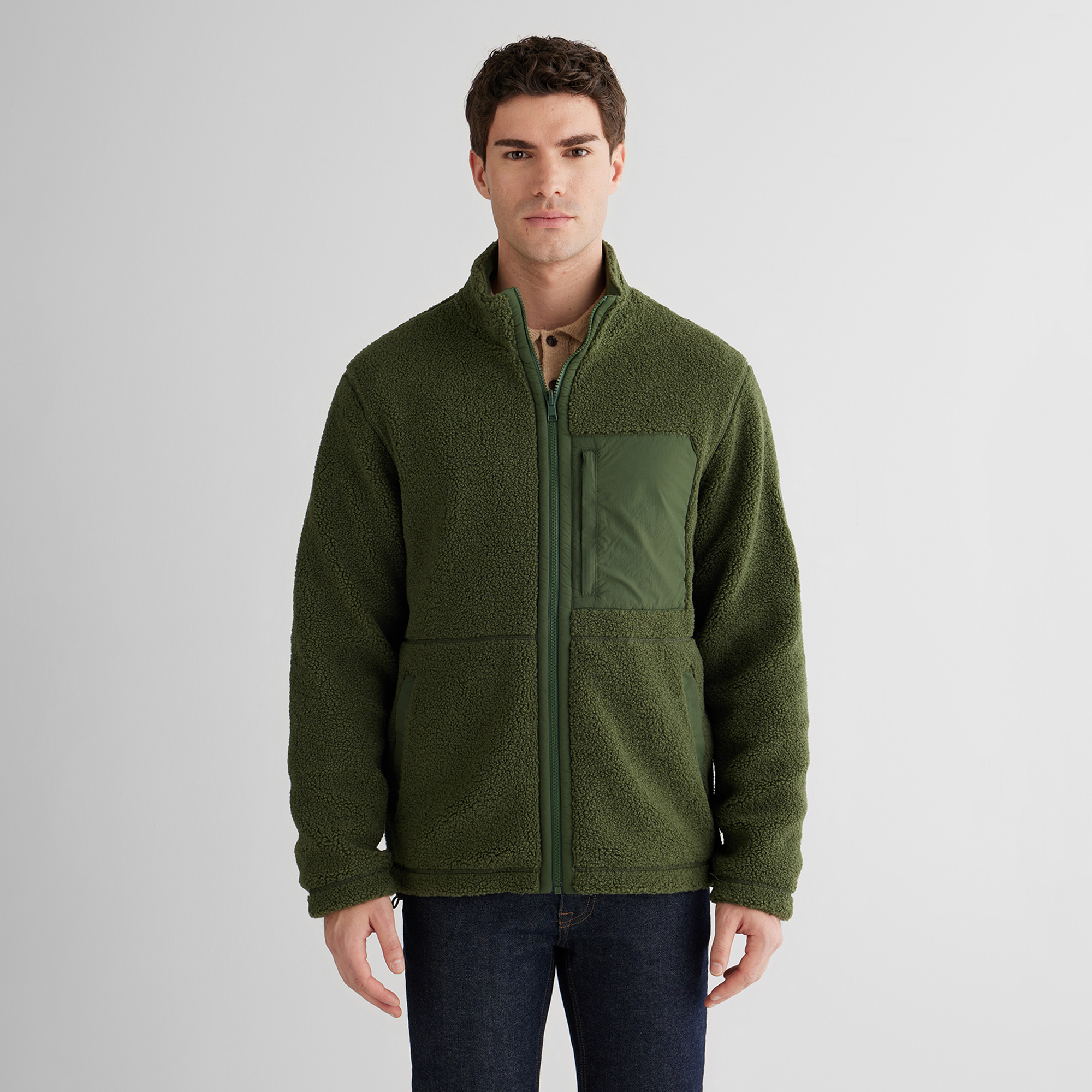 GANT Erkek Haki Fermuarlı Çift Taraflı Polar Sweatshirt